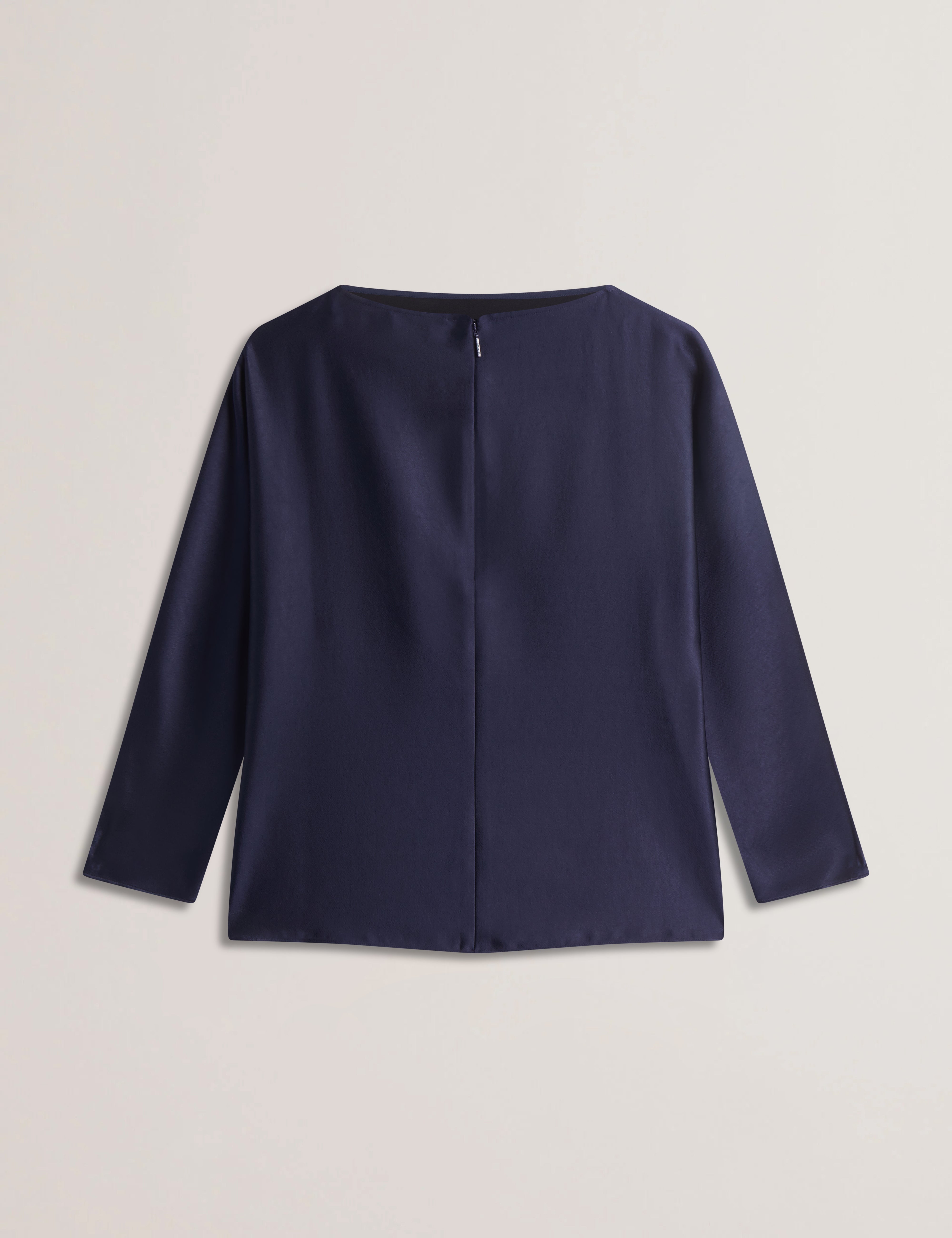 Vouga Slash Neck Satin Top Navy