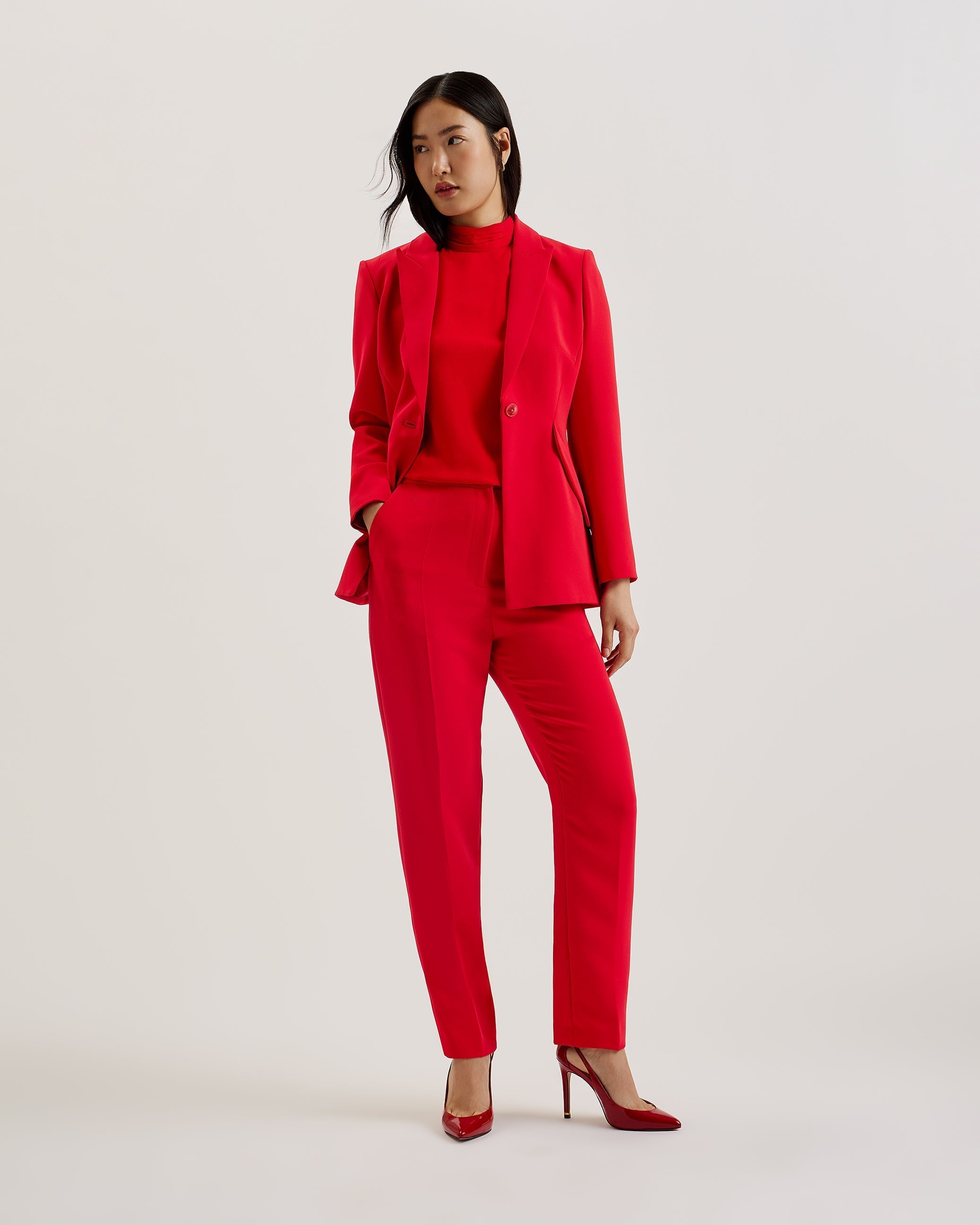 Manabl Single Breasted Tailored Blazer Red