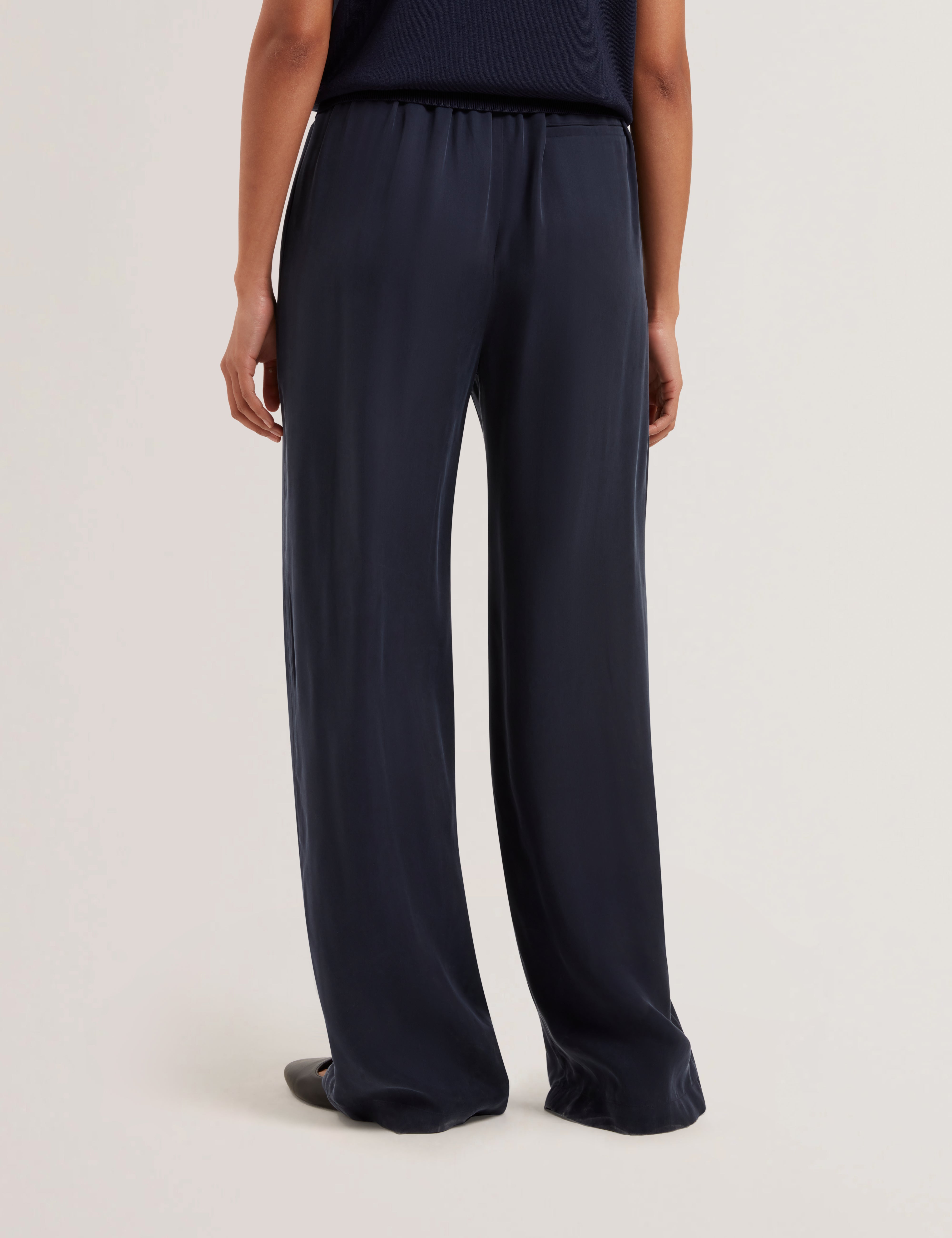 Vinca Cupro Wide Leg Trouser Navy