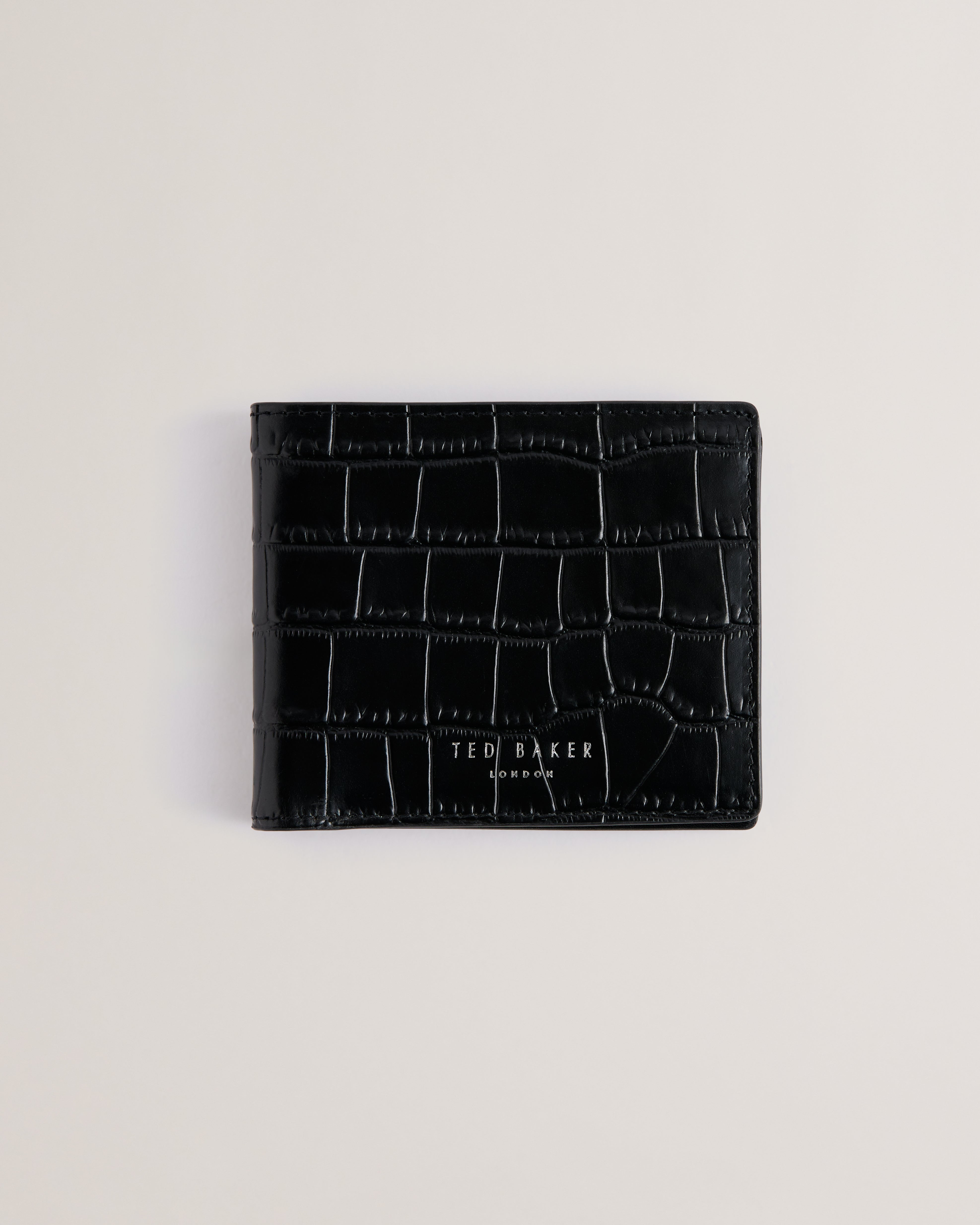 Keanu Croc Effect Leather Wallet & Cardholder Black