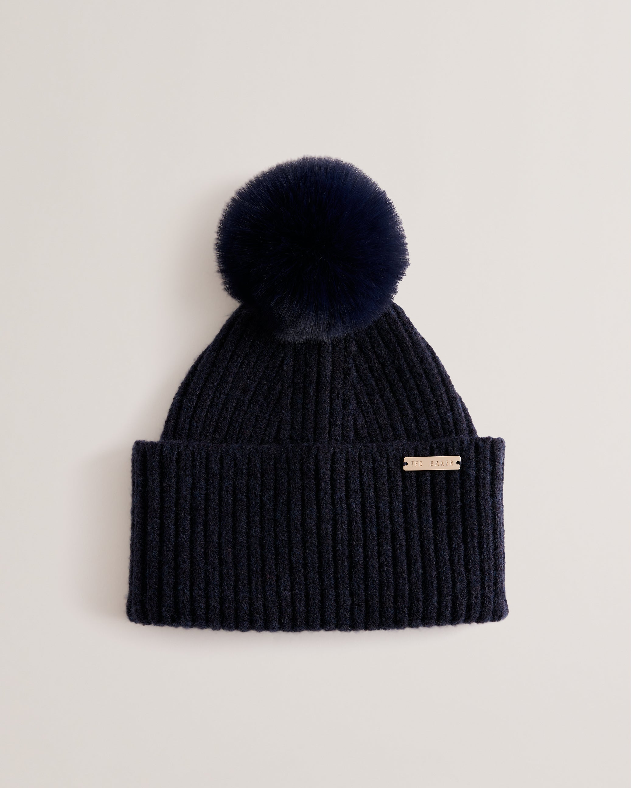 Emilyya Knitted Bobble Hat Navy