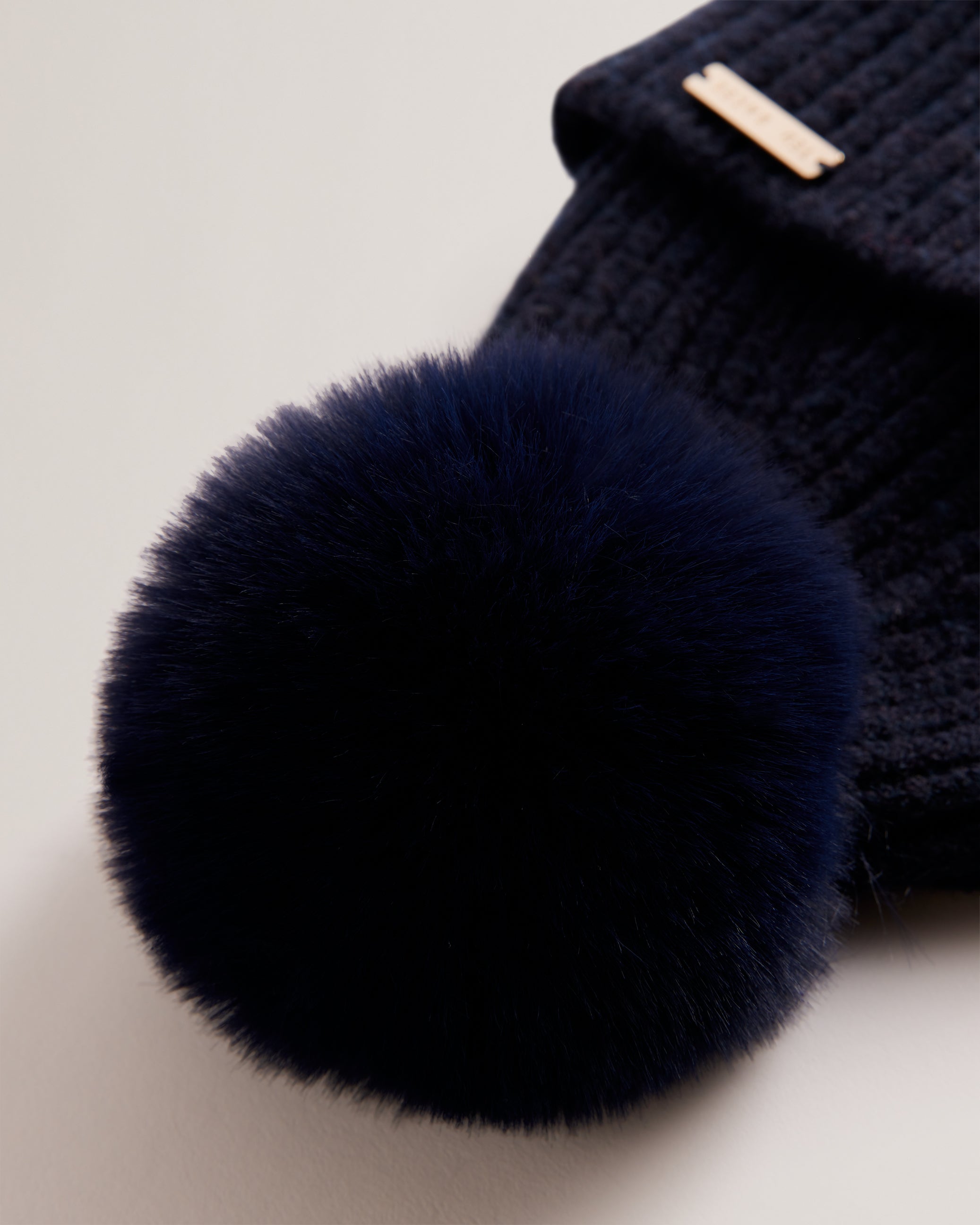 Emilyya Knitted Bobble Hat Navy