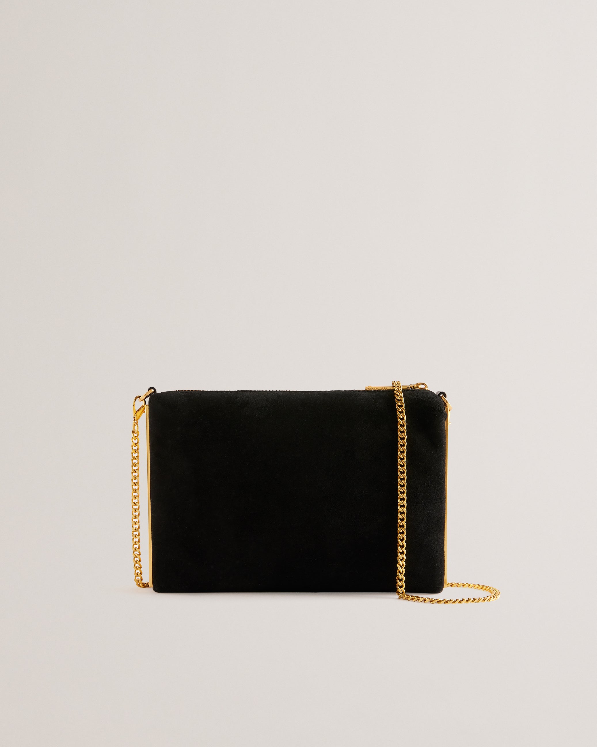Jeiner Bar Detail Suede Crossbody Clutch Bag Black