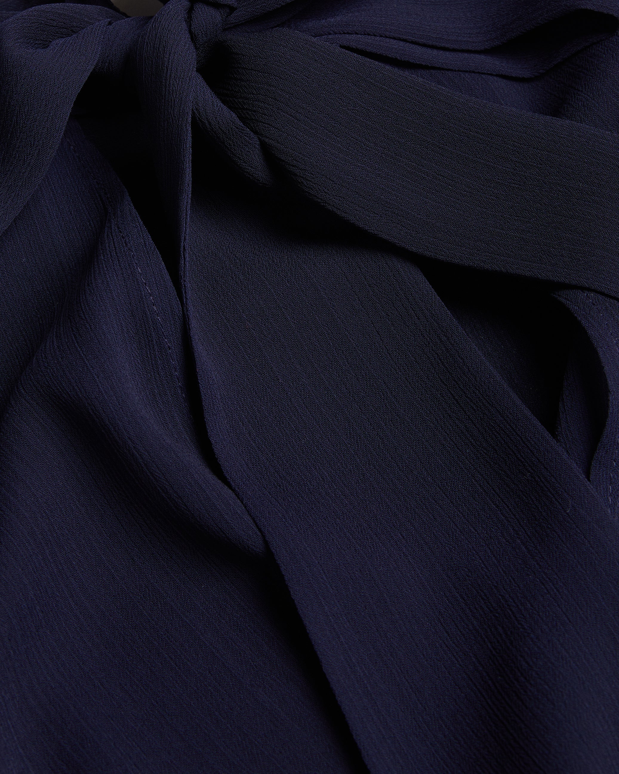 Deerdra Long Sleeve Pleated Top With Side Nec Navy