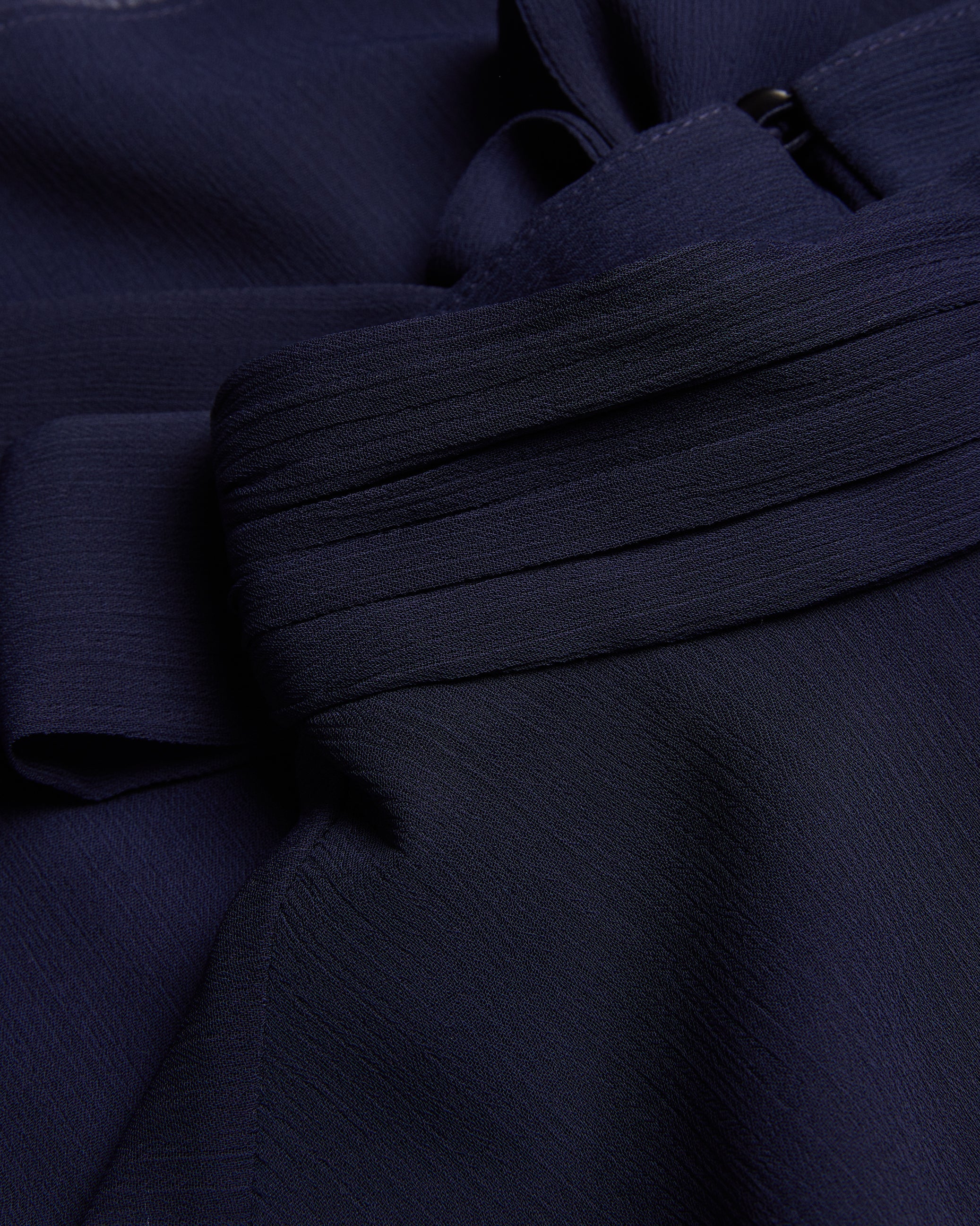 Deerdra Long Sleeve Pleated Top With Side Nec Navy