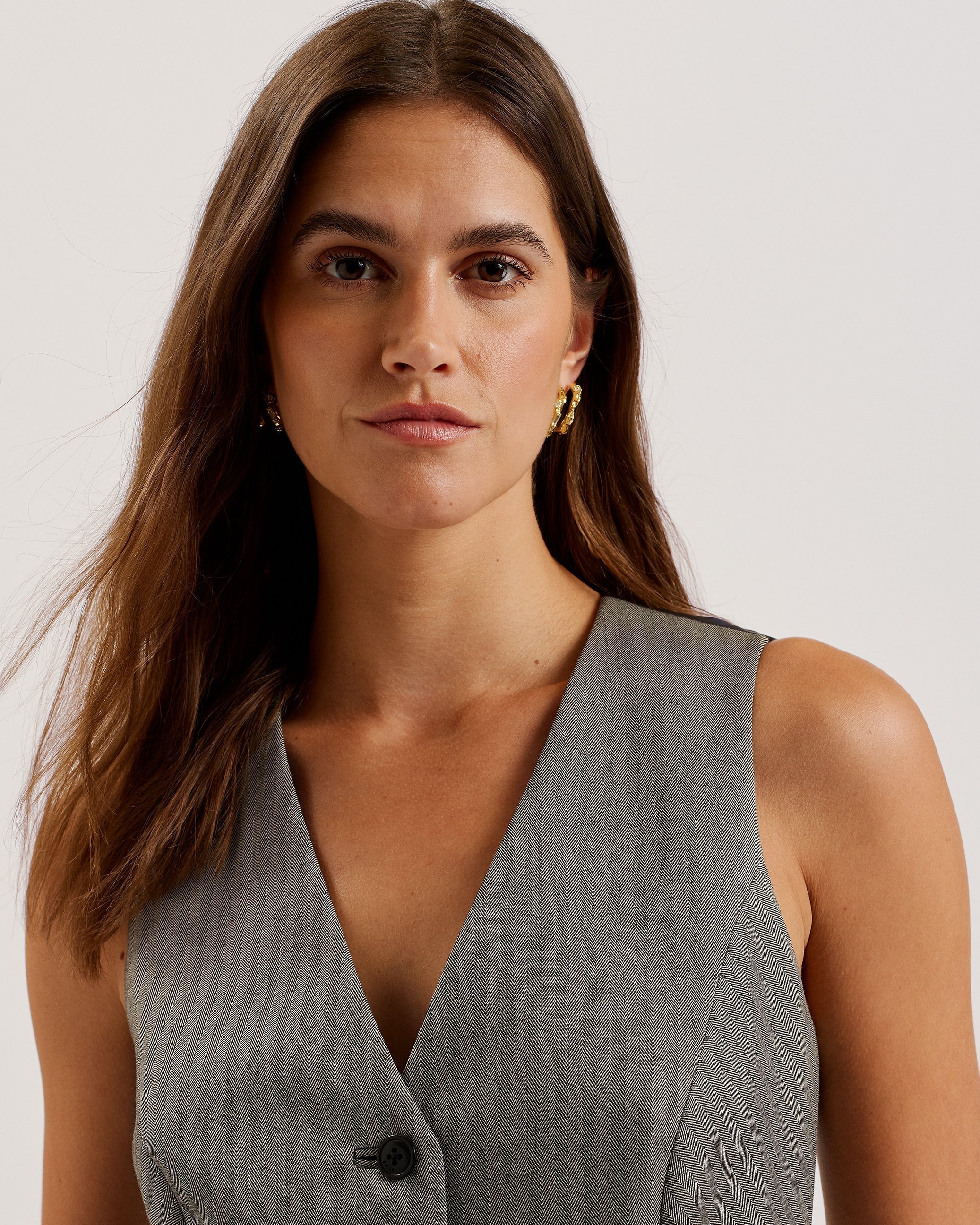Koaw Pinstripe Fitted Tailored Waistcoat Dk-Grey