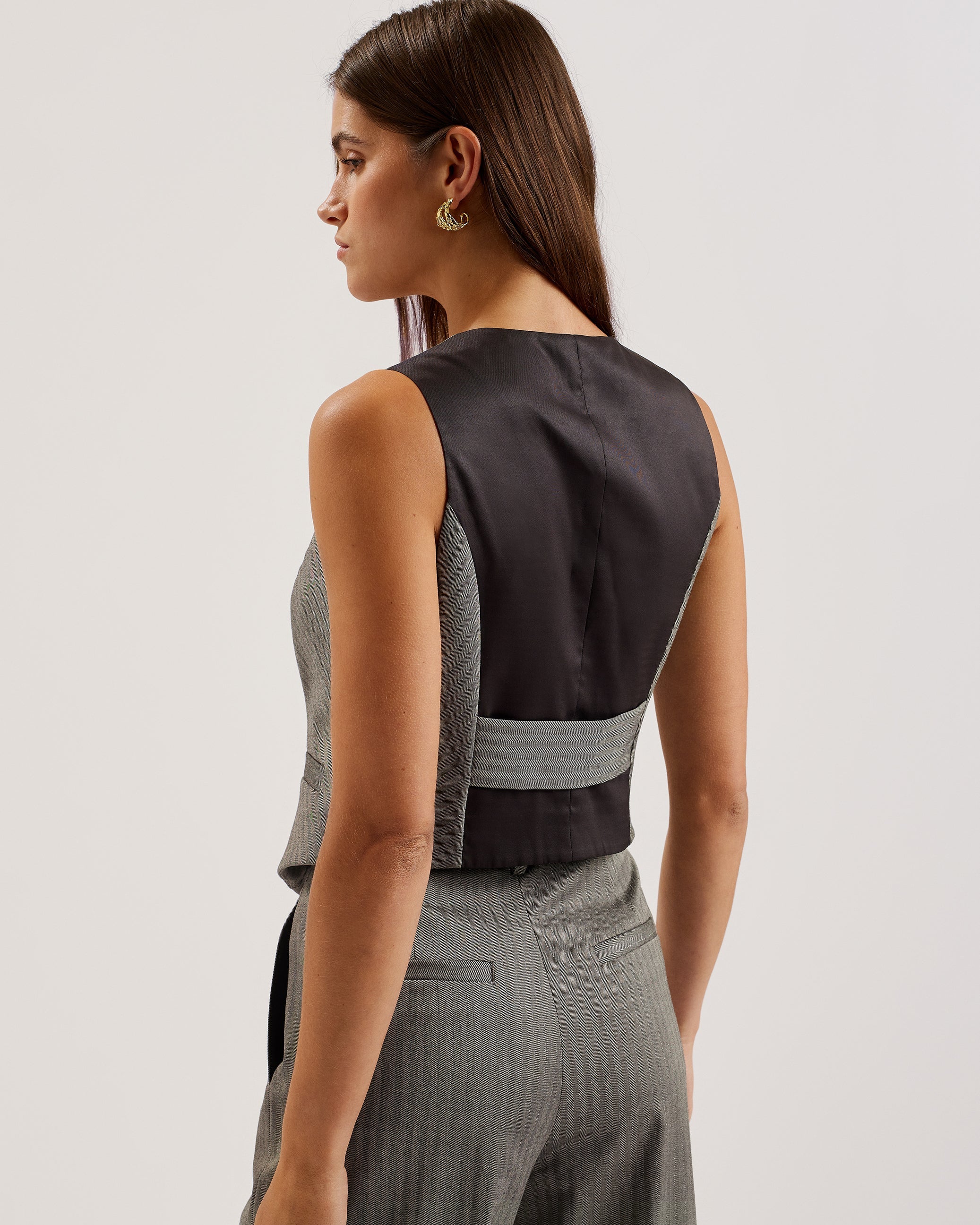 Koaw Pinstripe Fitted Tailored Waistcoat Dk-Grey