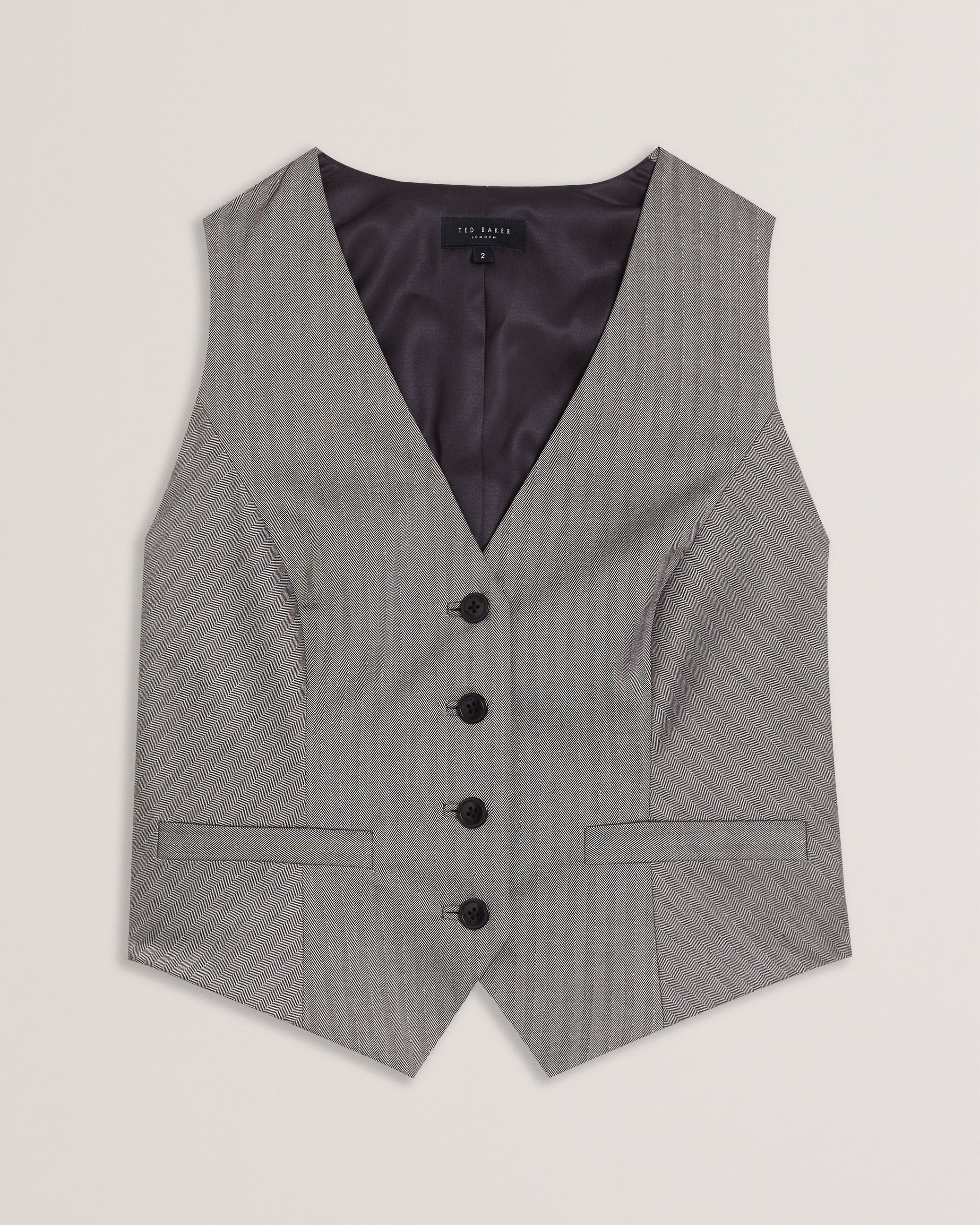 Koaw Pinstripe Fitted Tailored Waistcoat Dk-Grey