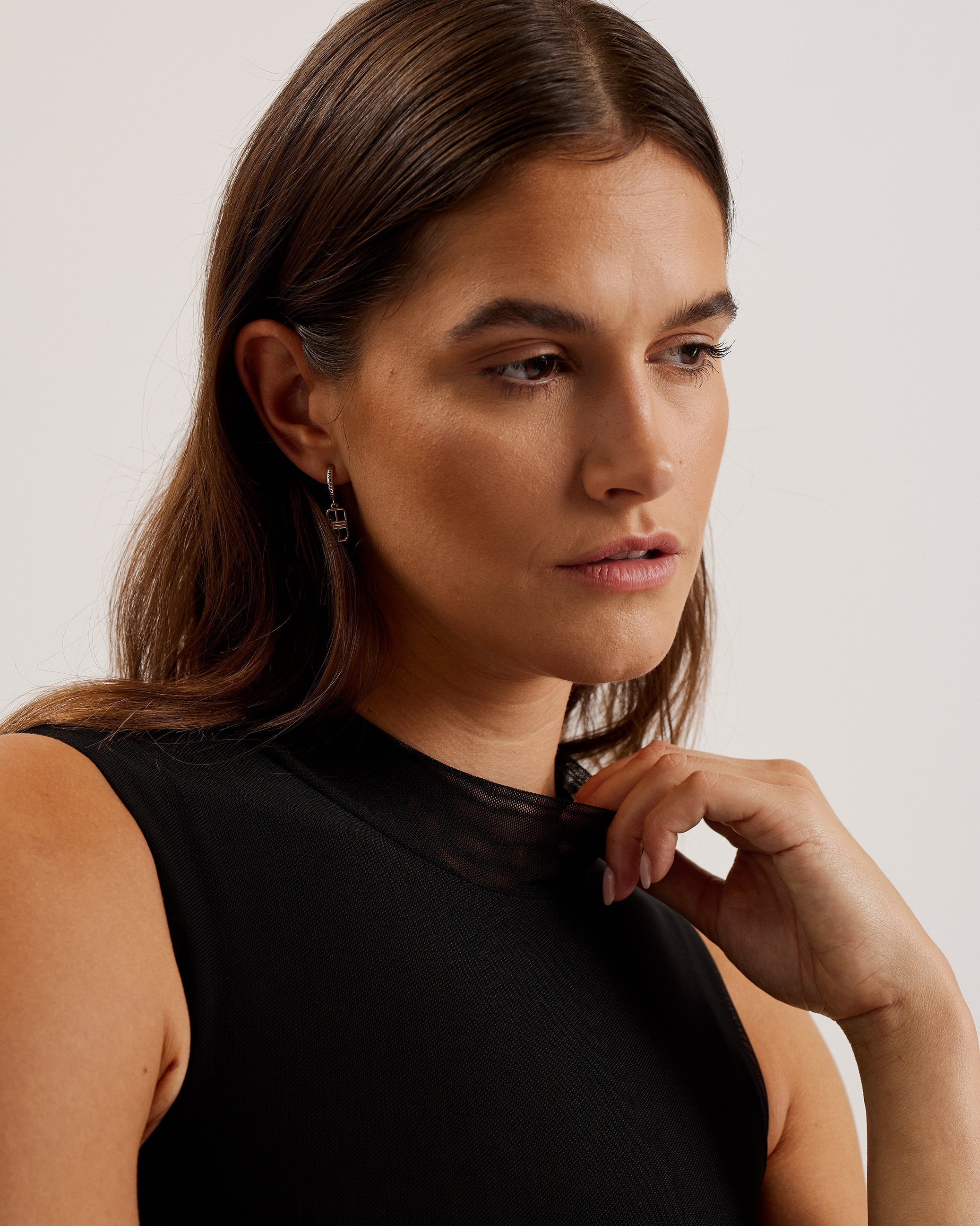 Edithhh Sleeveless Mesh Top Printed Midi Skirt Black