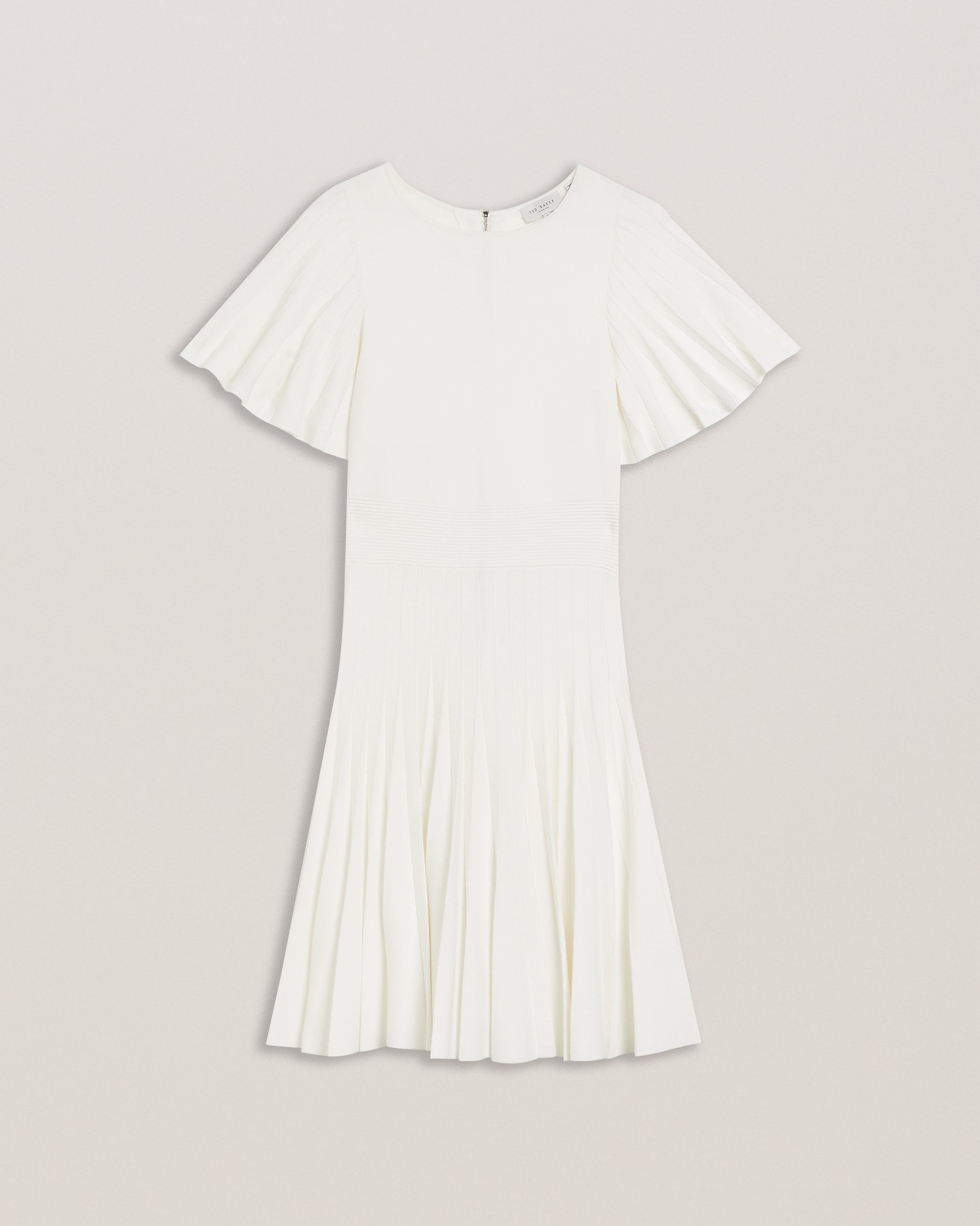 Alenha Knitted Angel Sleeve Mini Dress Ivory
