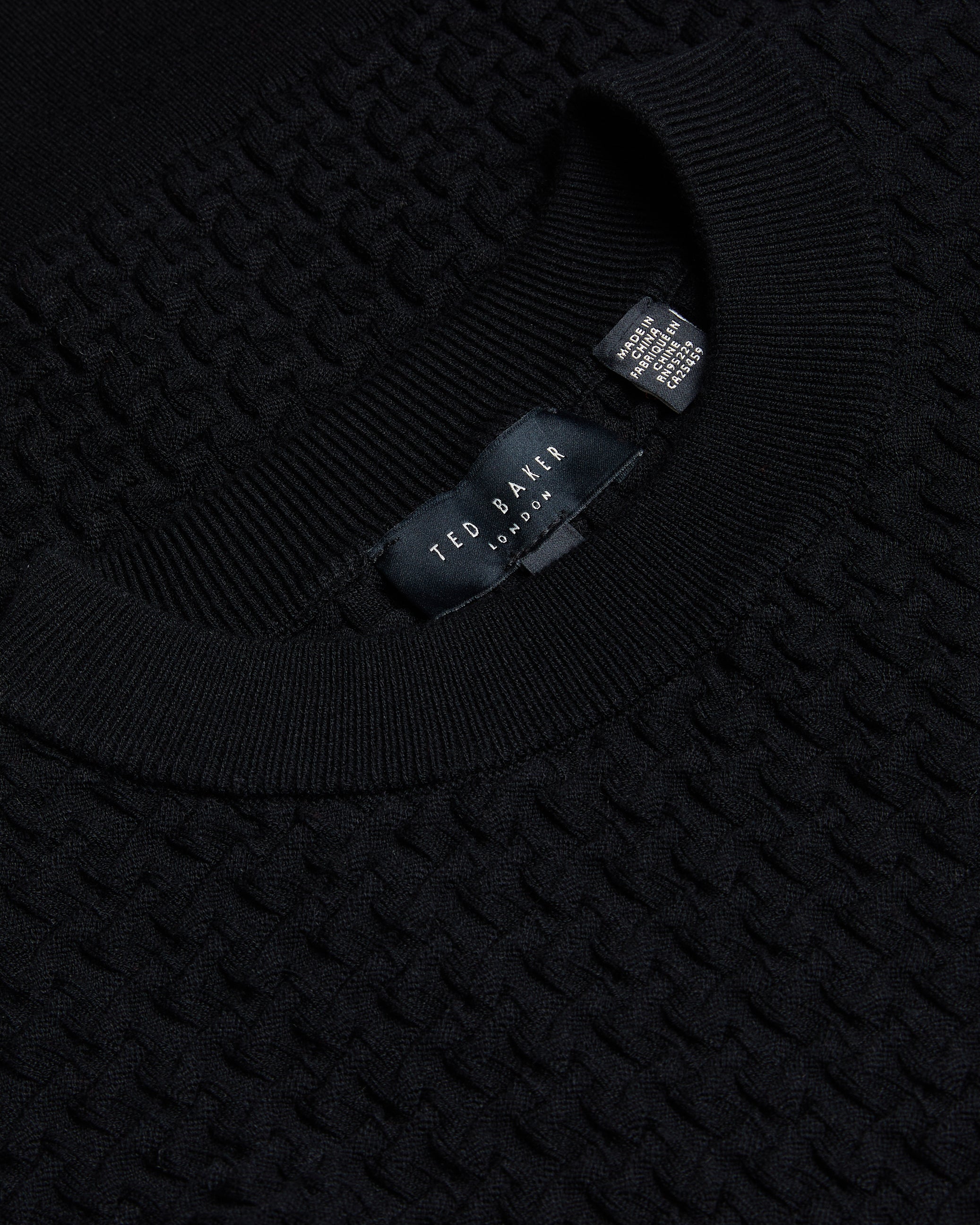 Tedtyy Jacquard Knitted Crew Neck Sweater Black