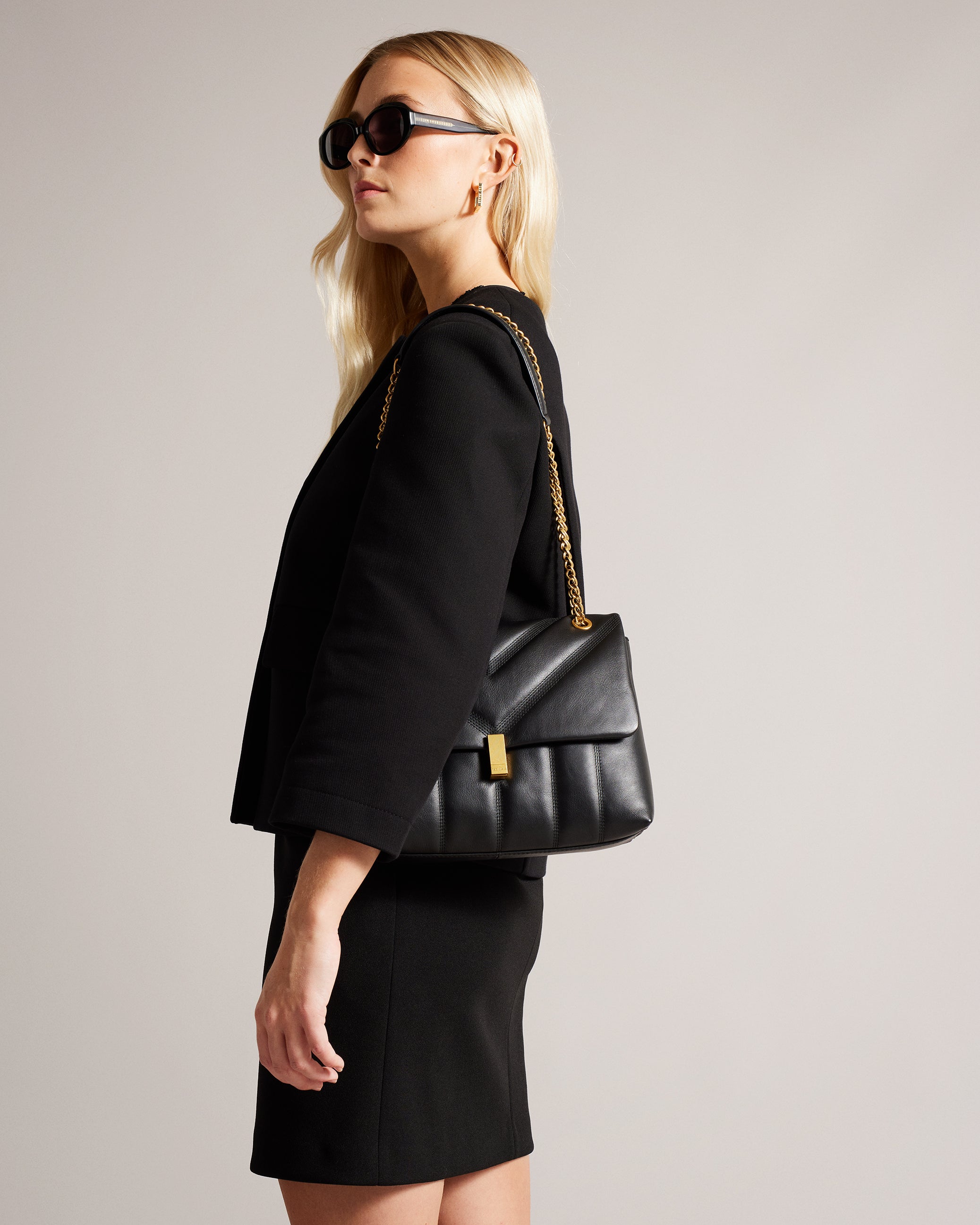 Ayasie Quilted Large Twist Lock Xbody Black