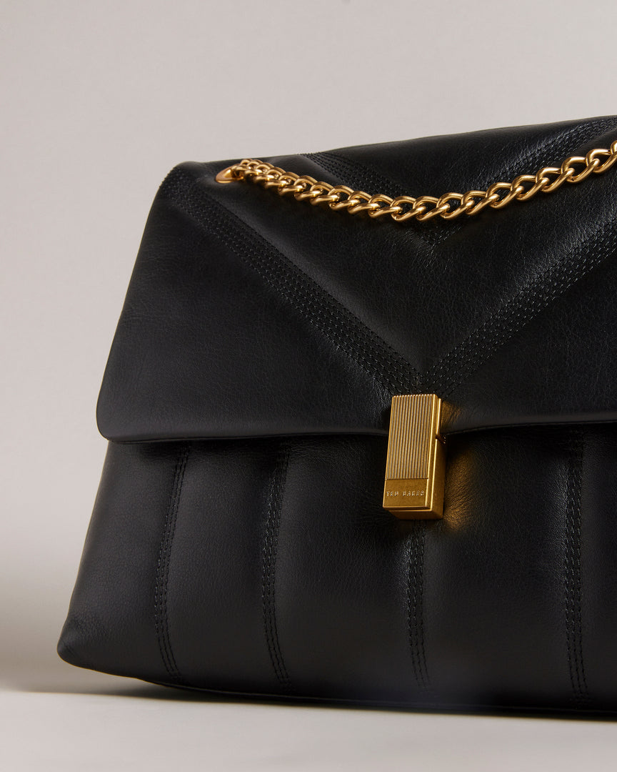 Ayasie Quilted Large Twist Lock Xbody Black