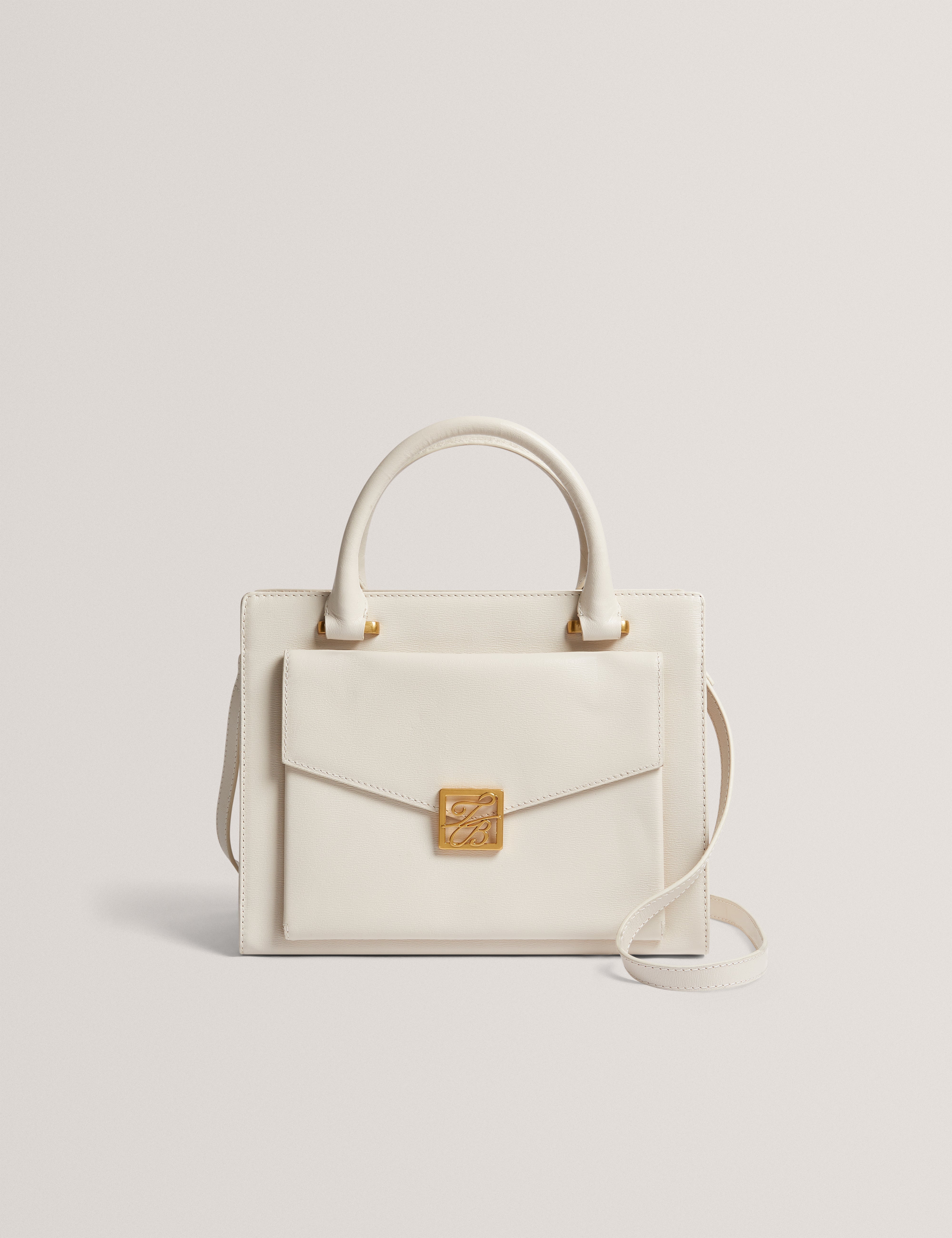 Anelle Tb تفاصيل حقيبة جلدية كبيرة Ecru