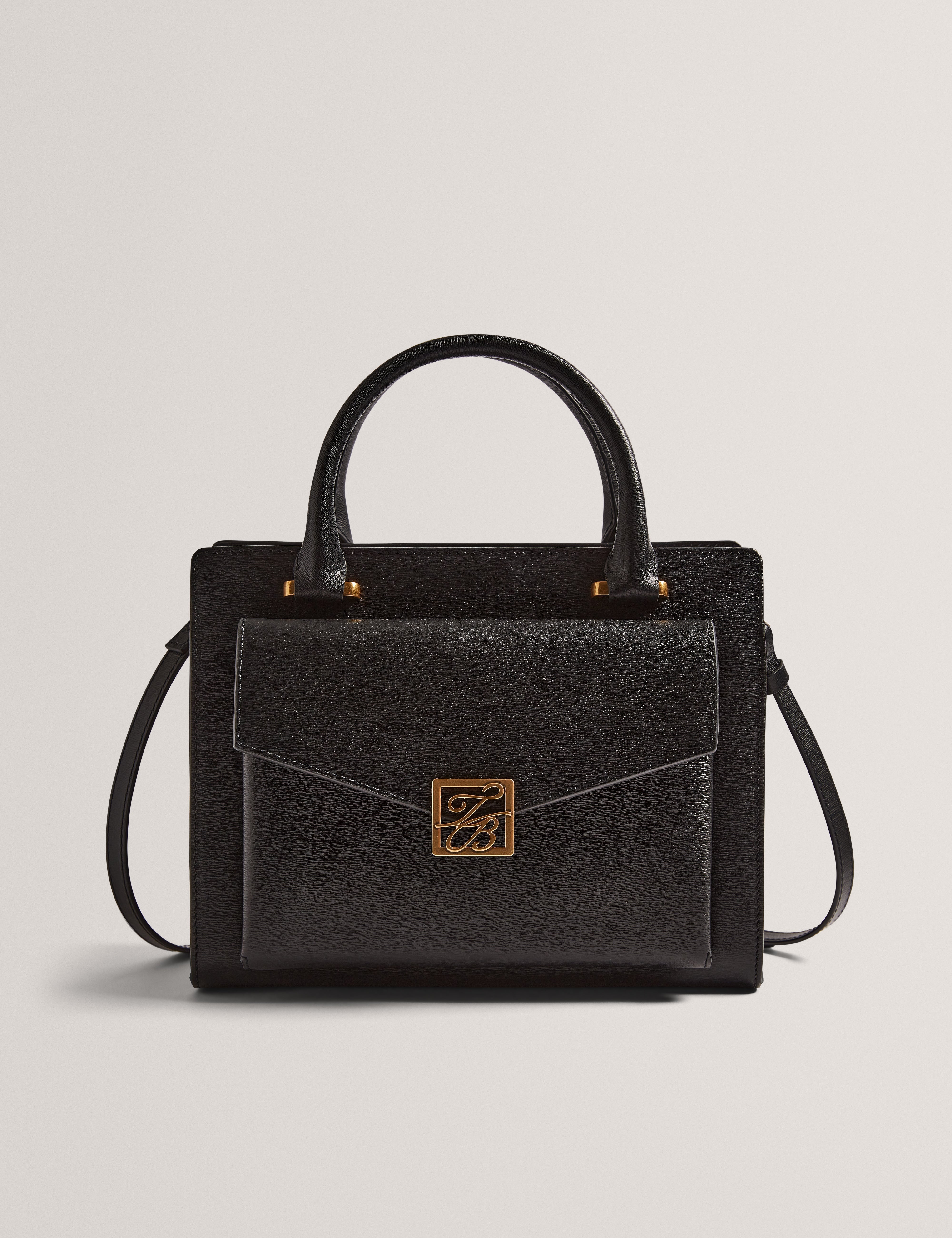Aniilaa Tb Detail Medium Leather Tote Bag Black