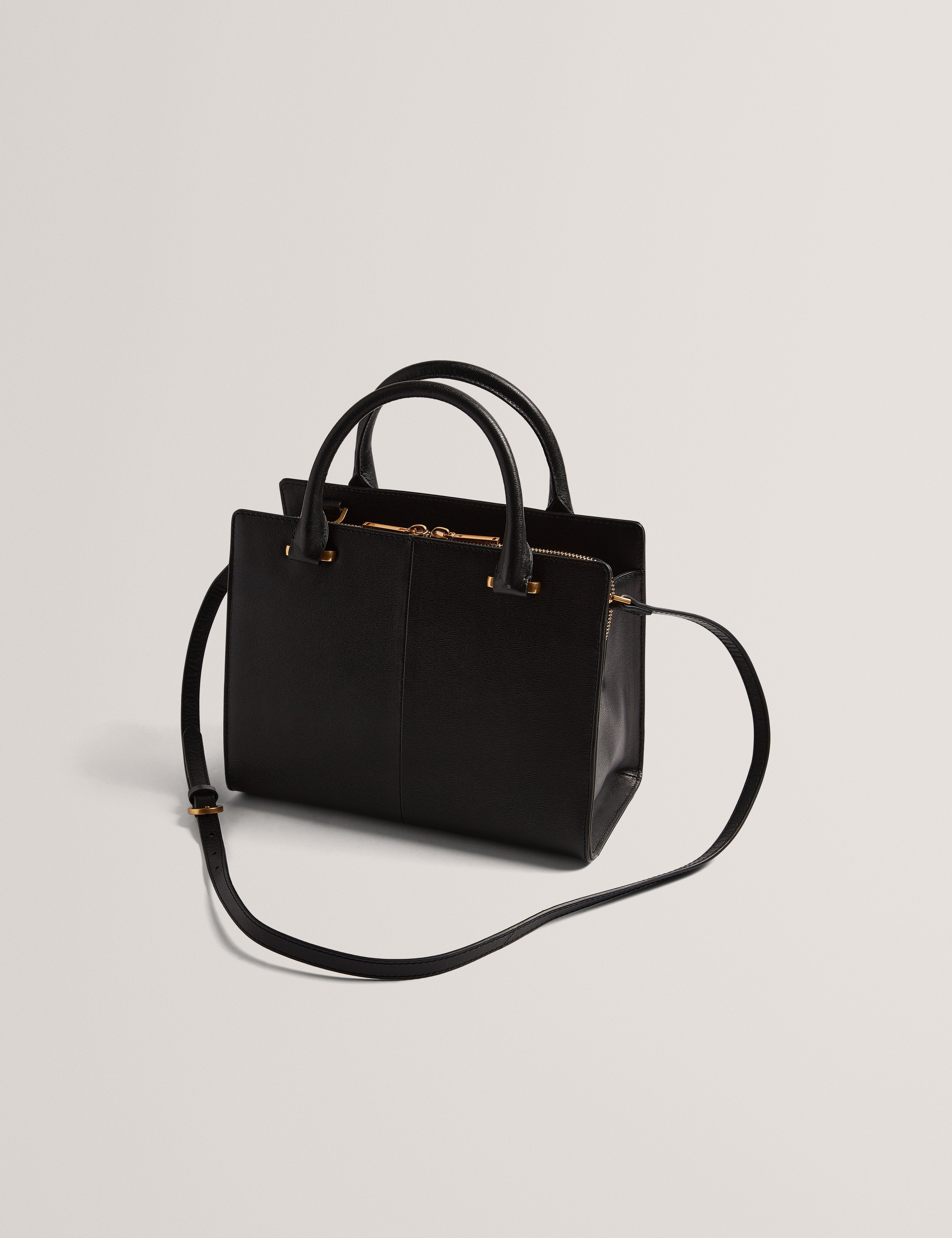 Aniilaa Tb Detail Medium Leather Tote Bag Black