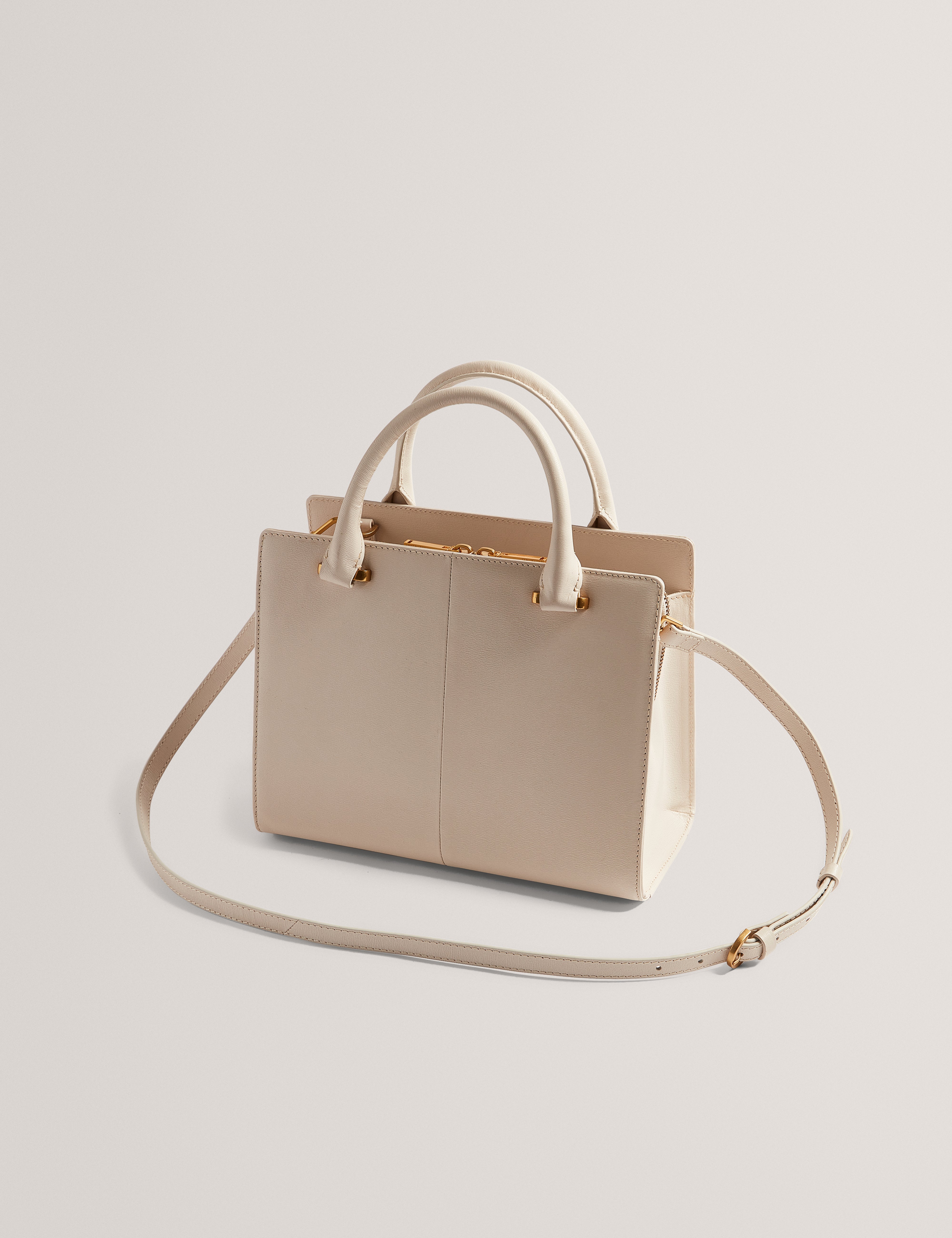 Aniilaa Tb Detail Medium Leather Tote Bag Ecru