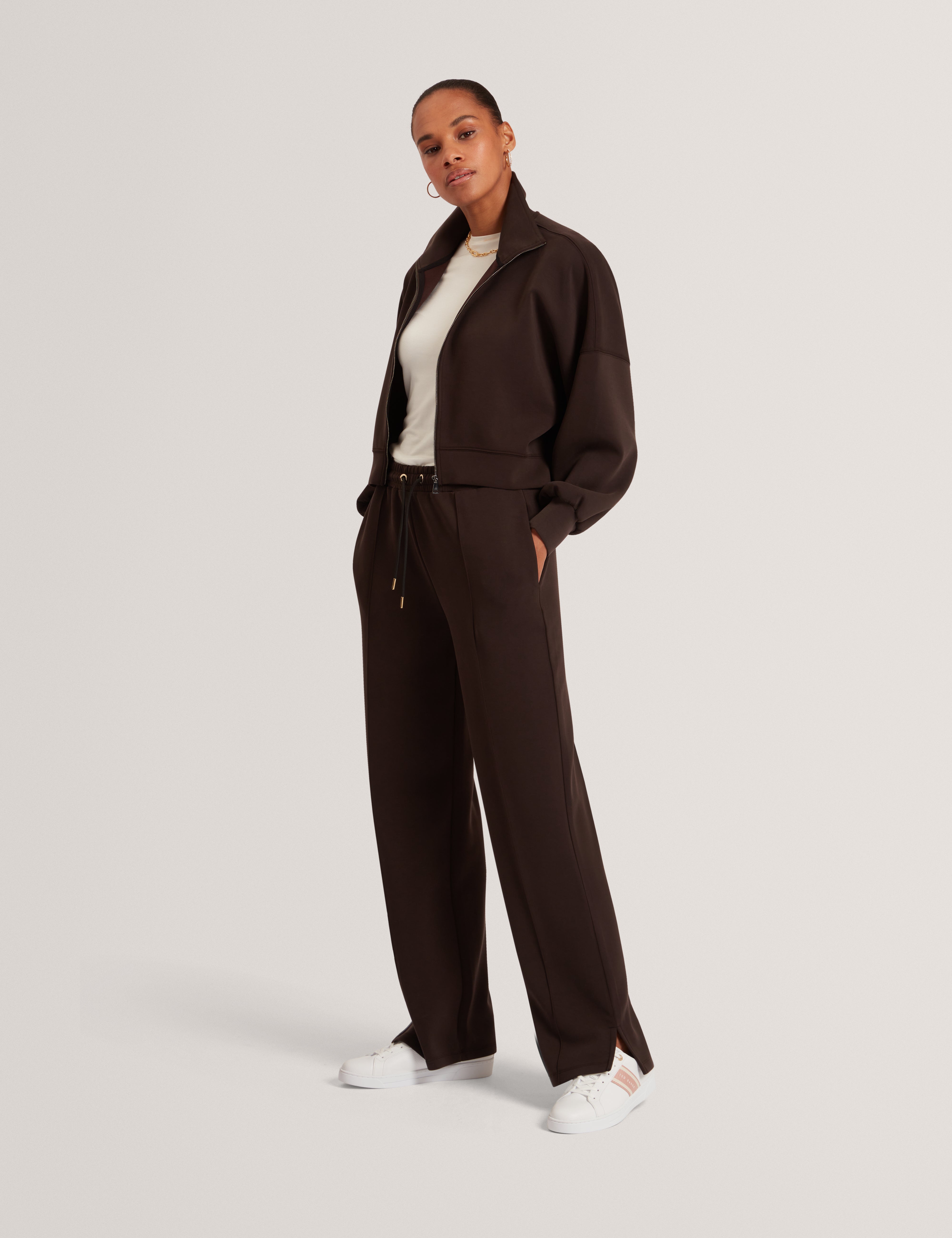 Nowelll Cupro Split Hem Jogger Dk-Brown