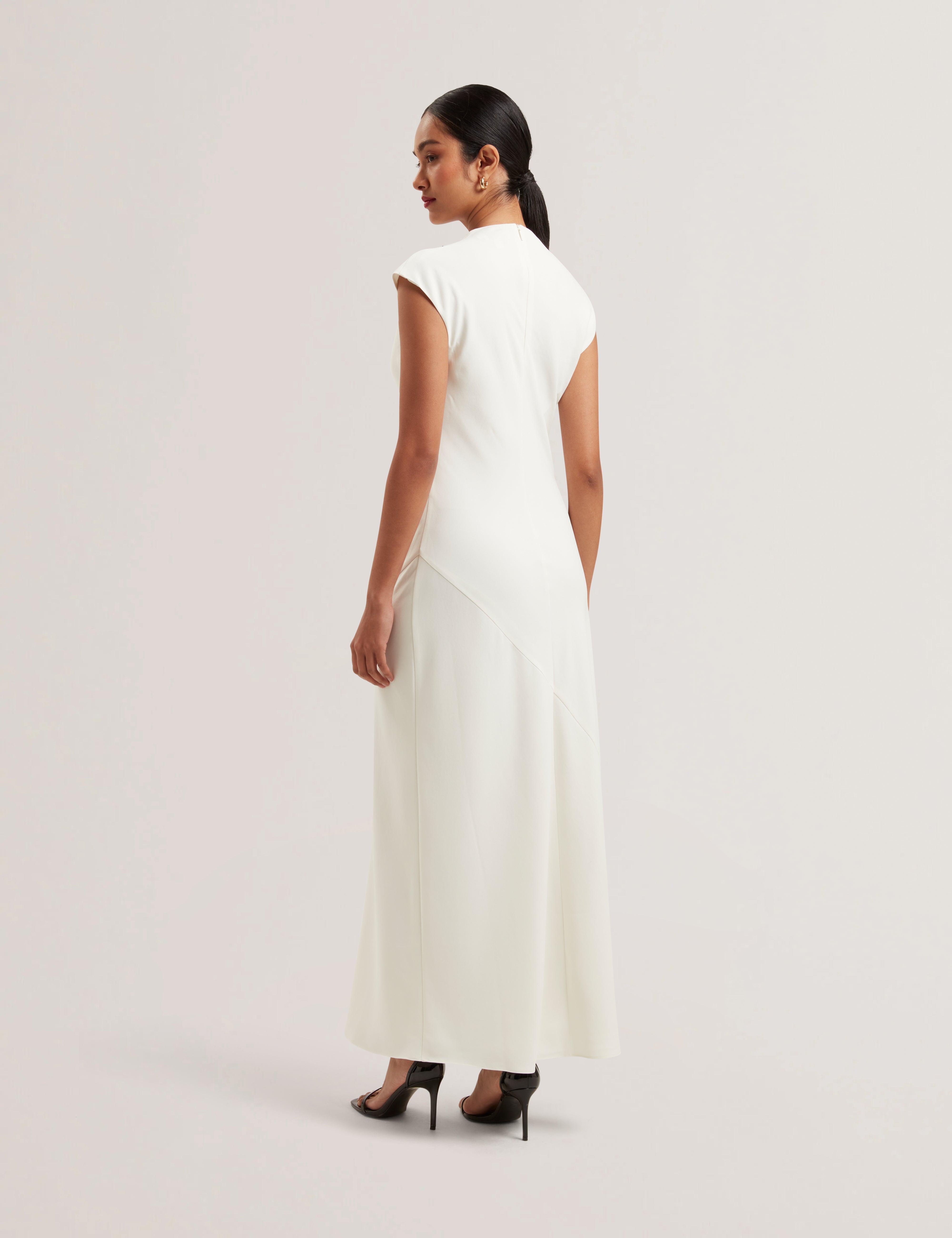 Kyamos Drape Detail Slip Maxi Dress Ivory