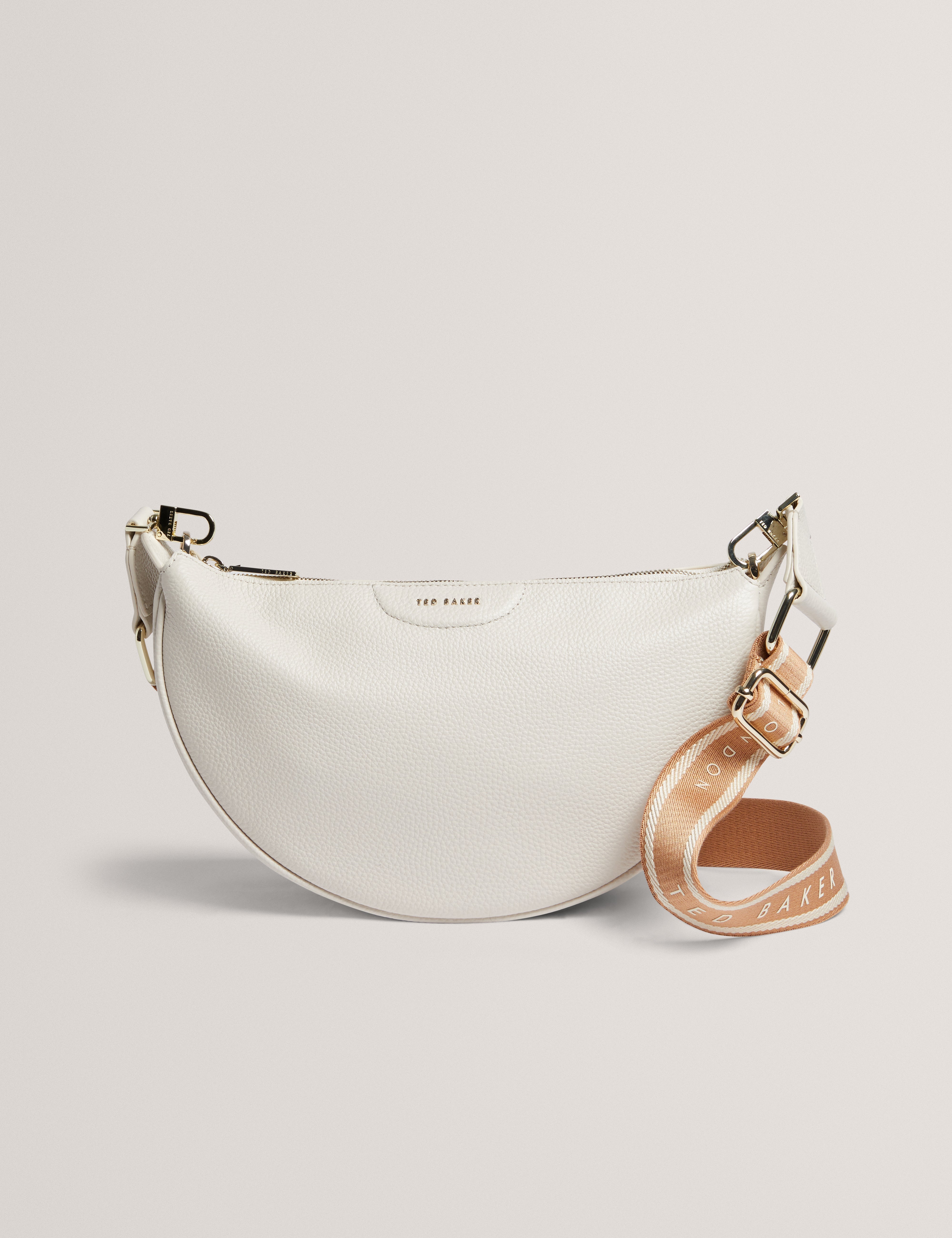 Essina Webbing Leather Half Moon Cro Ecru