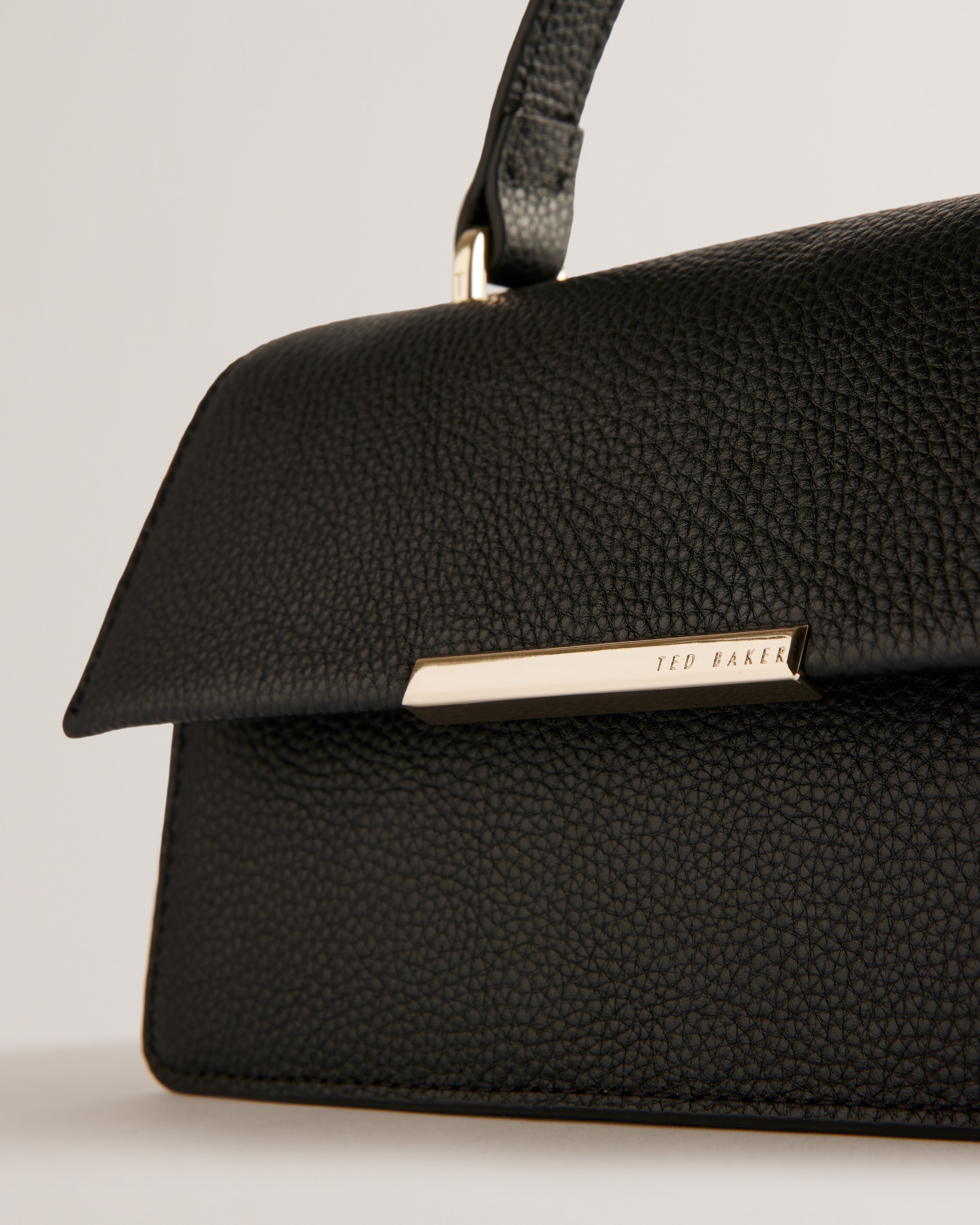 Rosly Bar Detail Elongated Top Handle Bag Black
