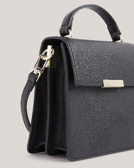 Roselii Bar Detail Medium Top Handle Bag Black