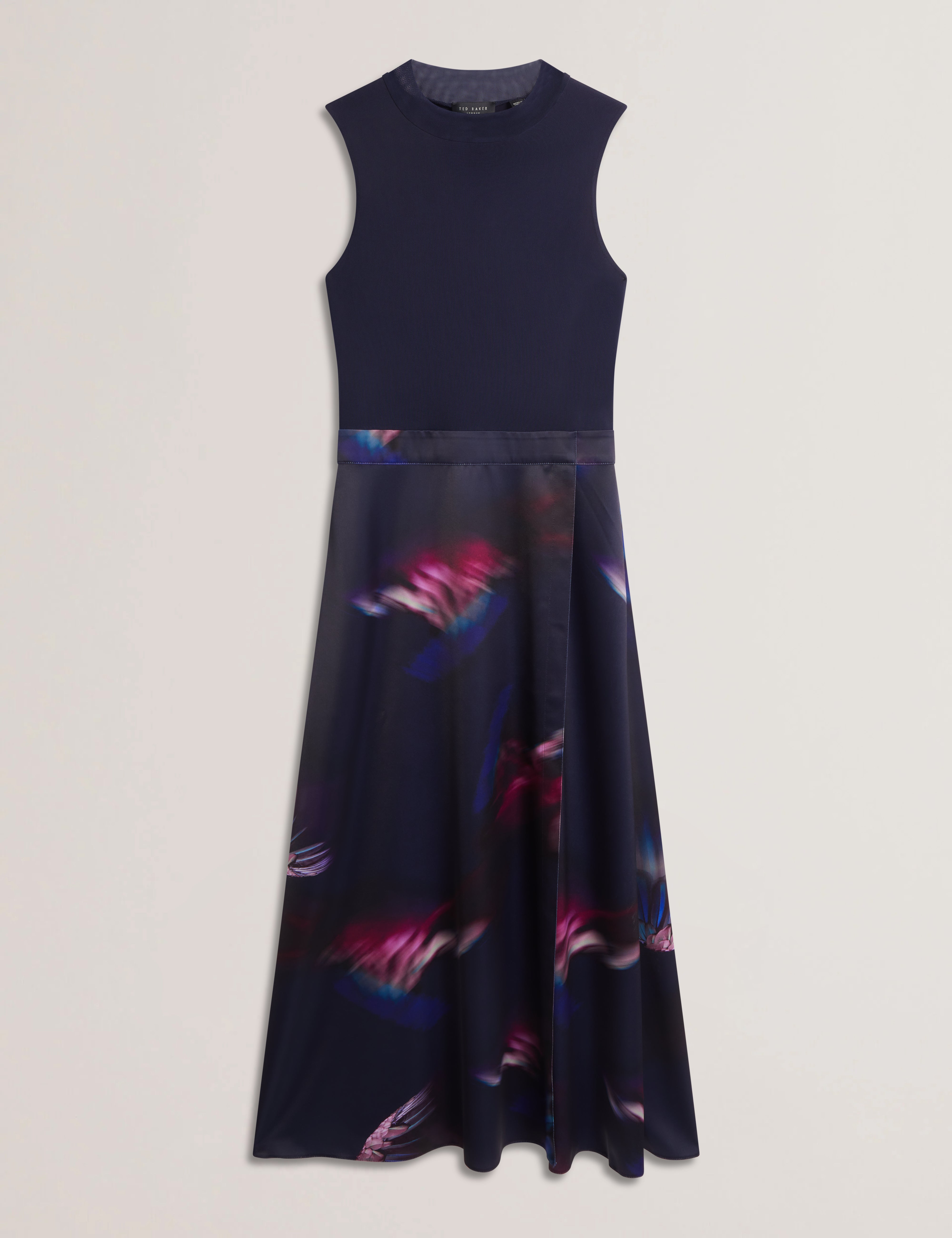 Marlyee Jersey High Neck Top Printed Midi Skirt Navy