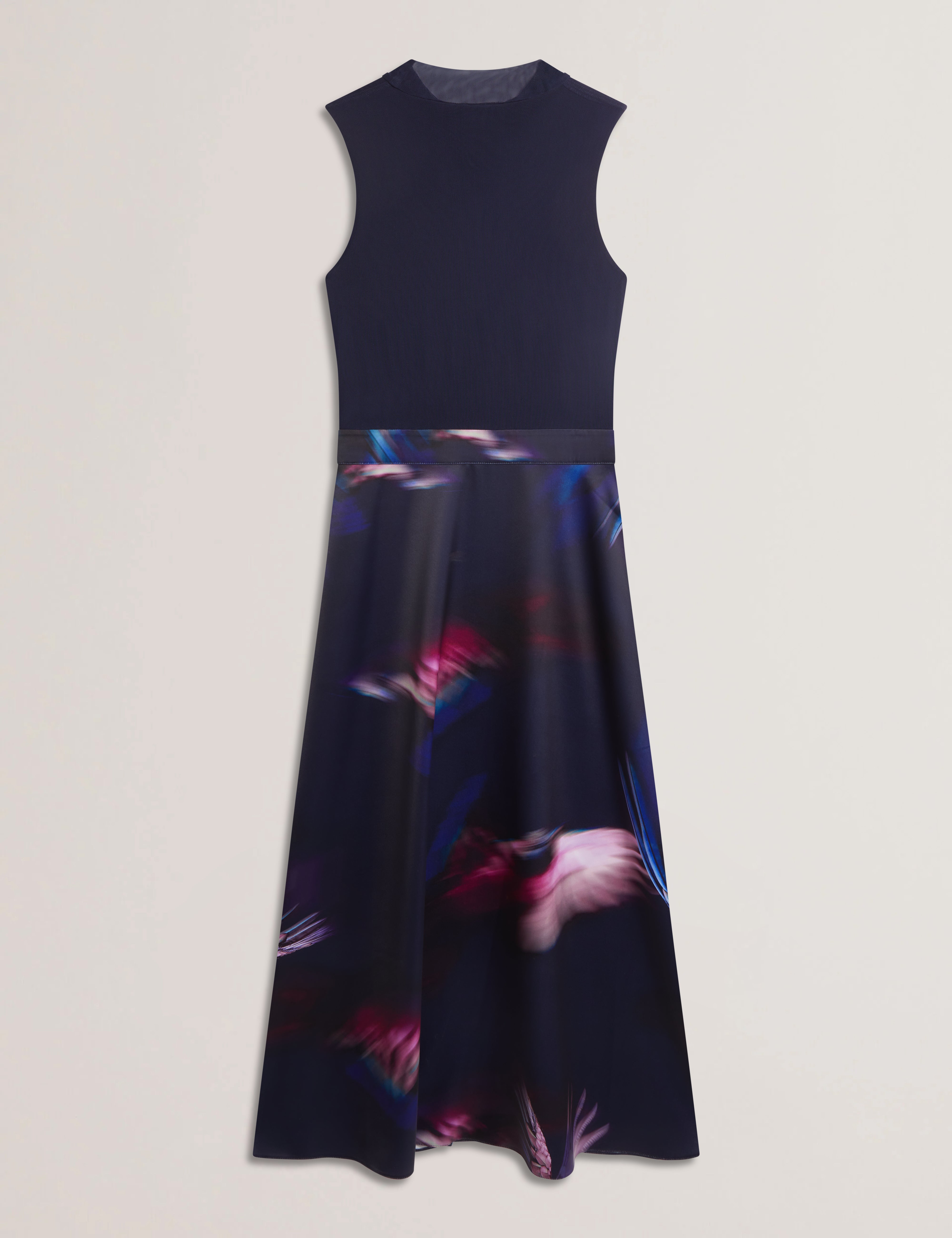 Marlyee Jersey High Neck Top Printed Midi Skirt Navy
