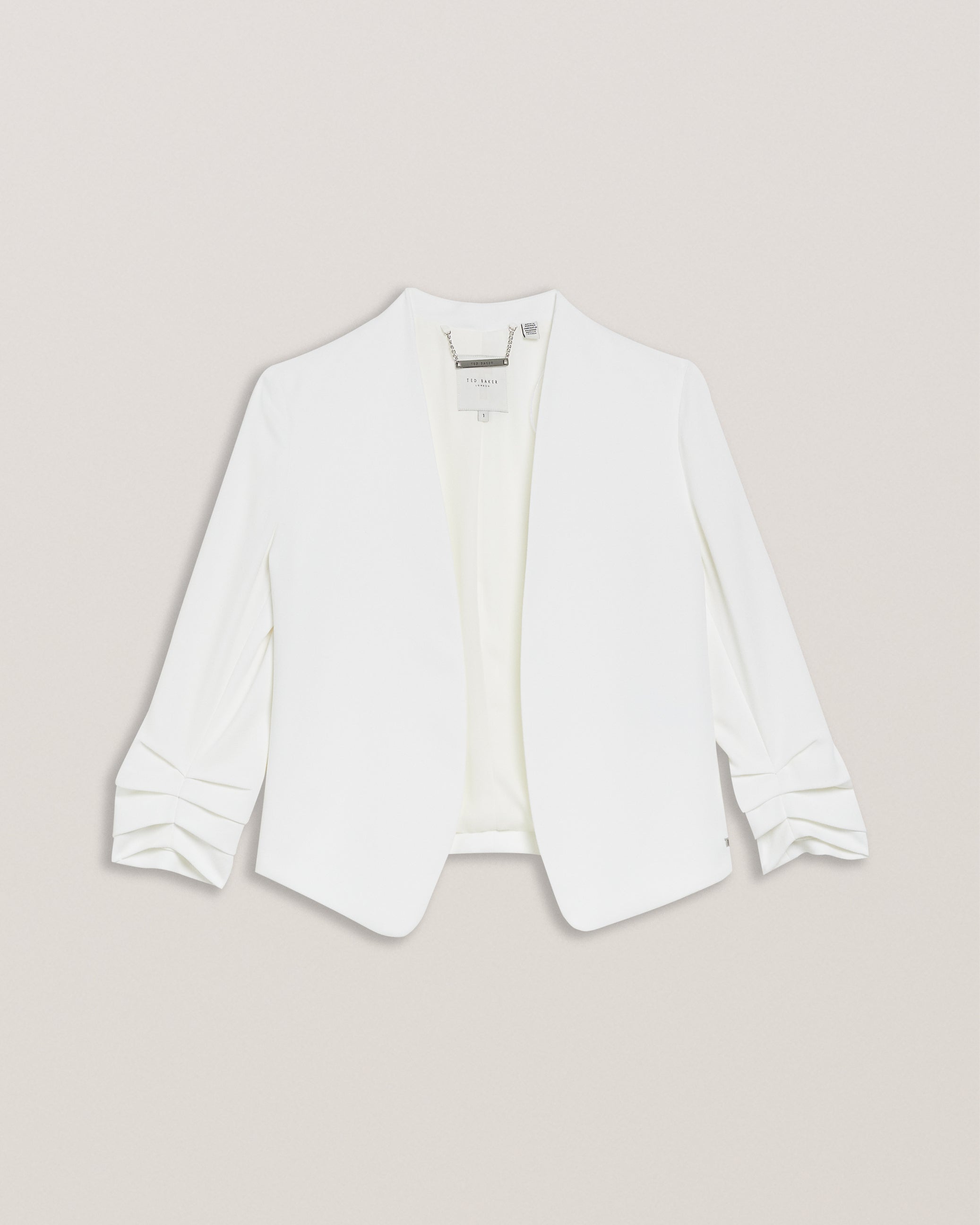 Lillias Collarless Jacket With 3/4 Sleeve Ivory