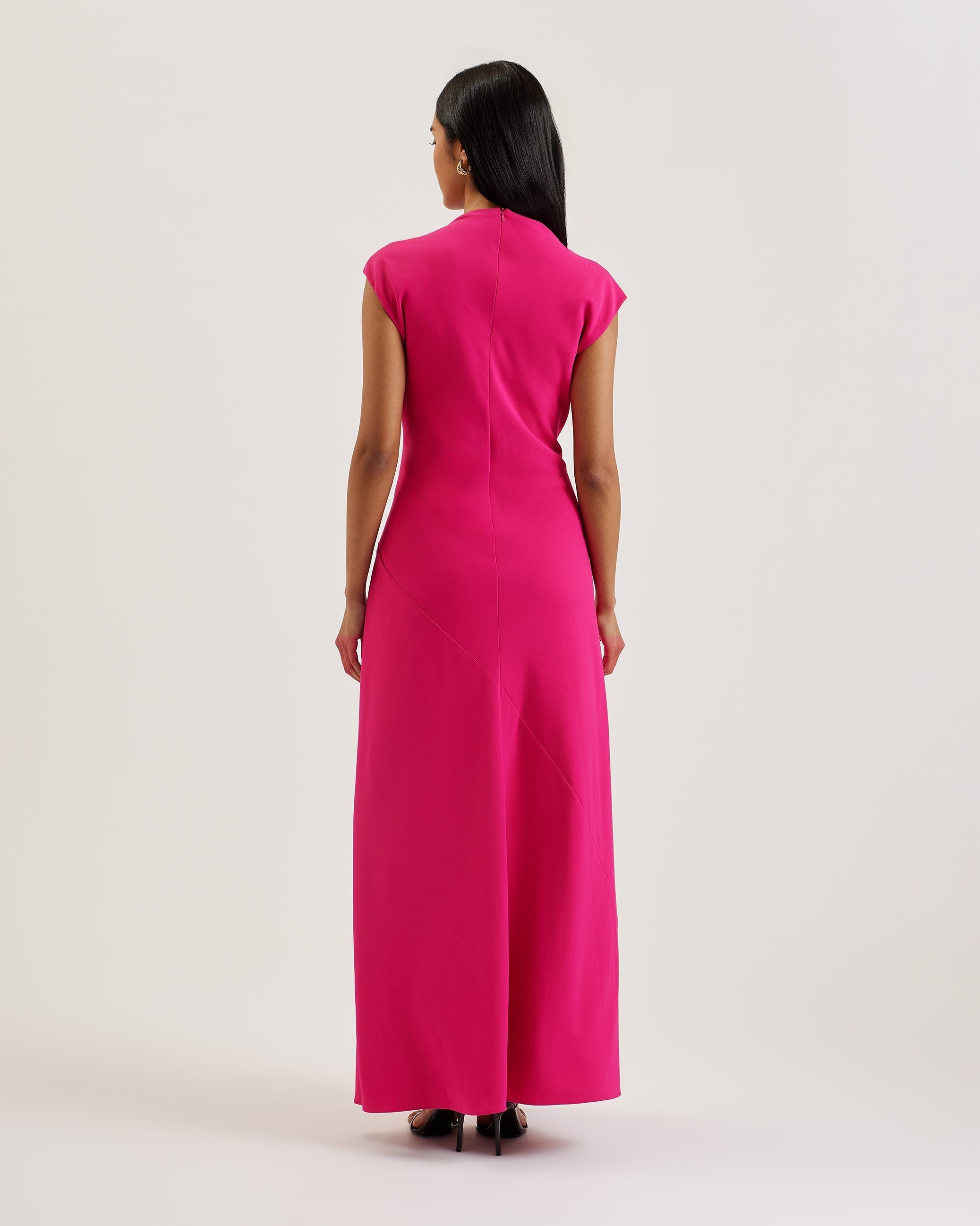 Ereas Drape Detail Slip Maxi Dress Pink