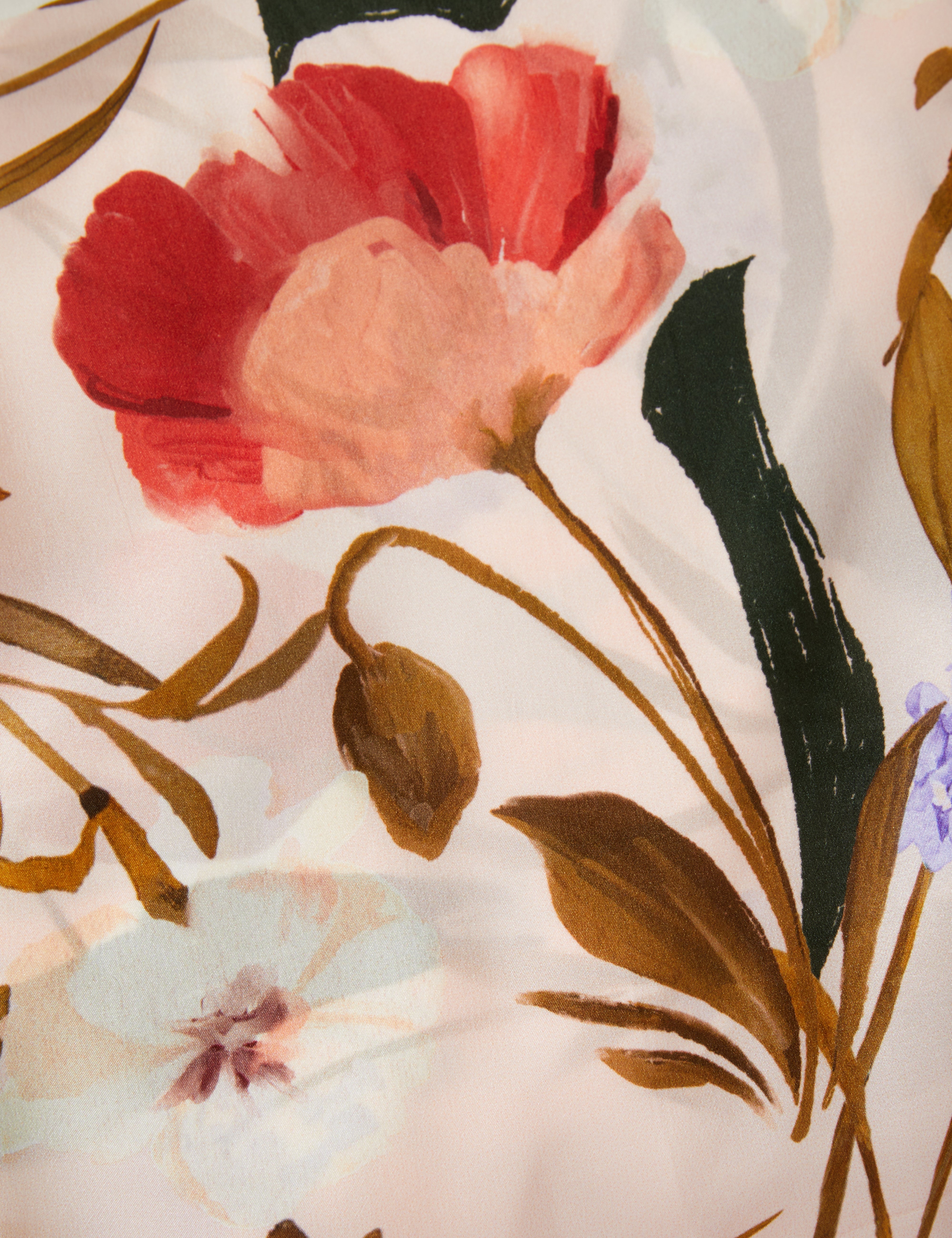 وشاح مربع من الحرير المطبوع من نيكلاي - وردي فاتح