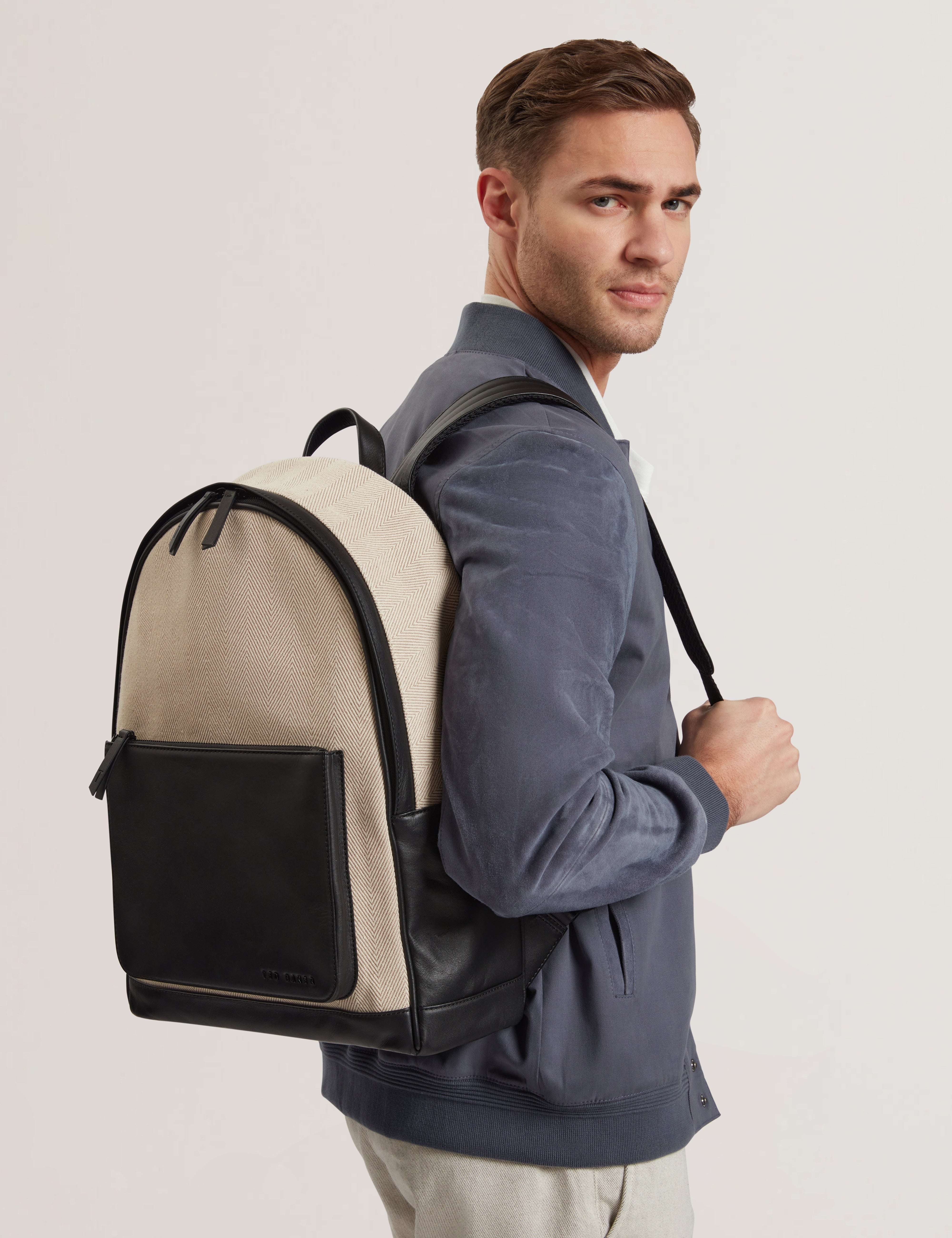 Caiileb Herringbone Canvas Backpack Natural