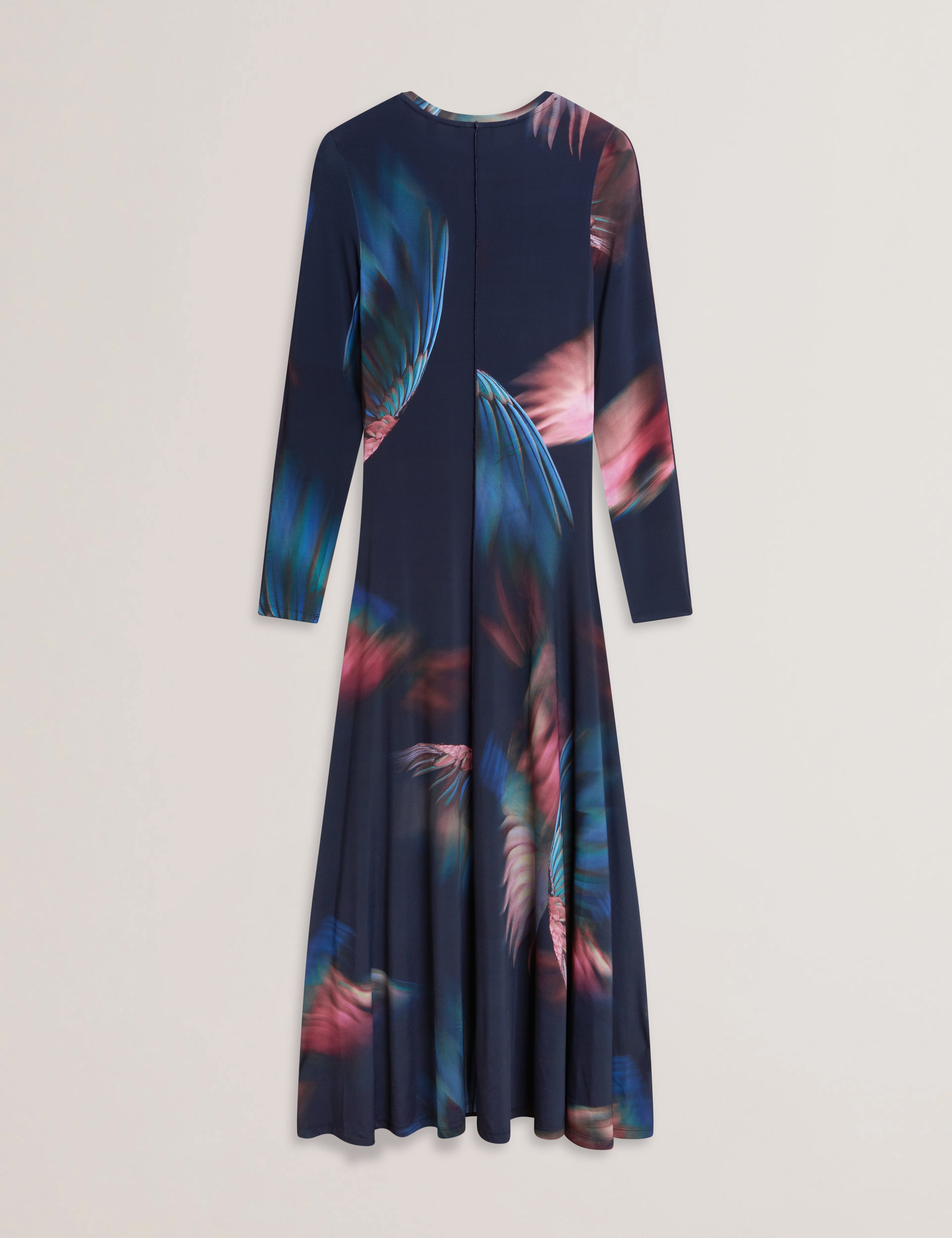 Georii Printed Slinky Jersey Long Sleeve Midi Dress Navy