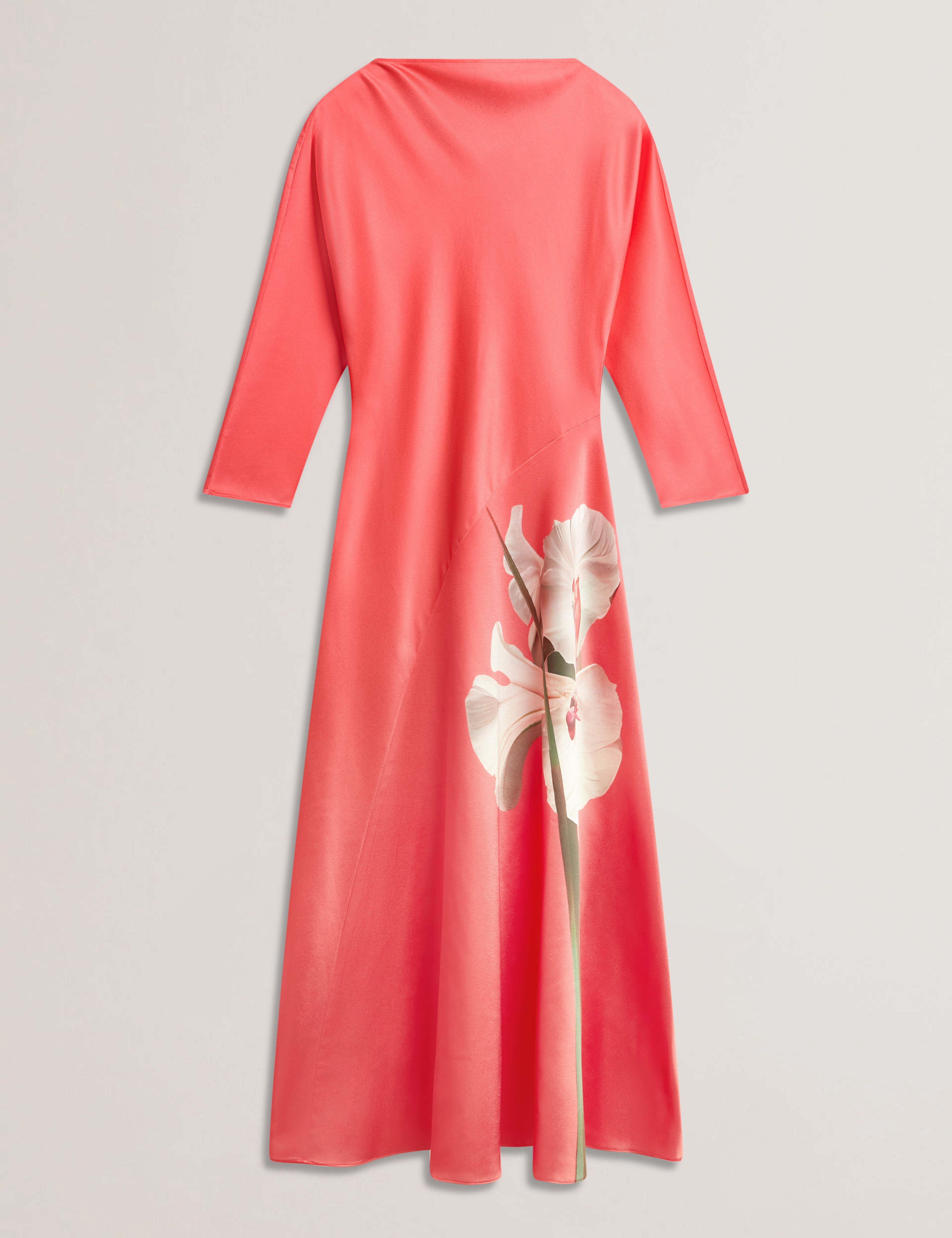Ticia Curve Seam Detail Midi Dress Coral