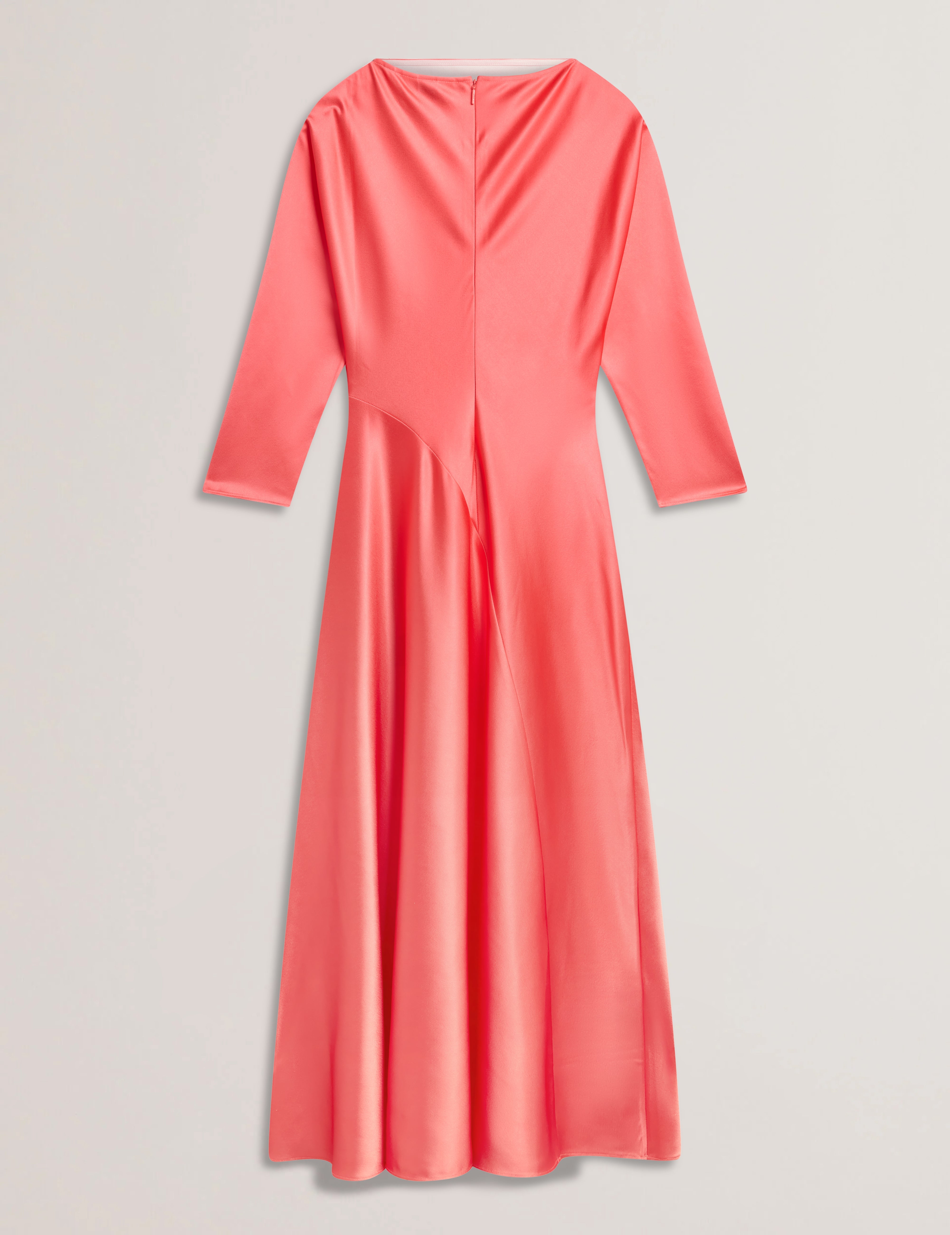 Ticia Curve Seam Detail Midi Dress Coral