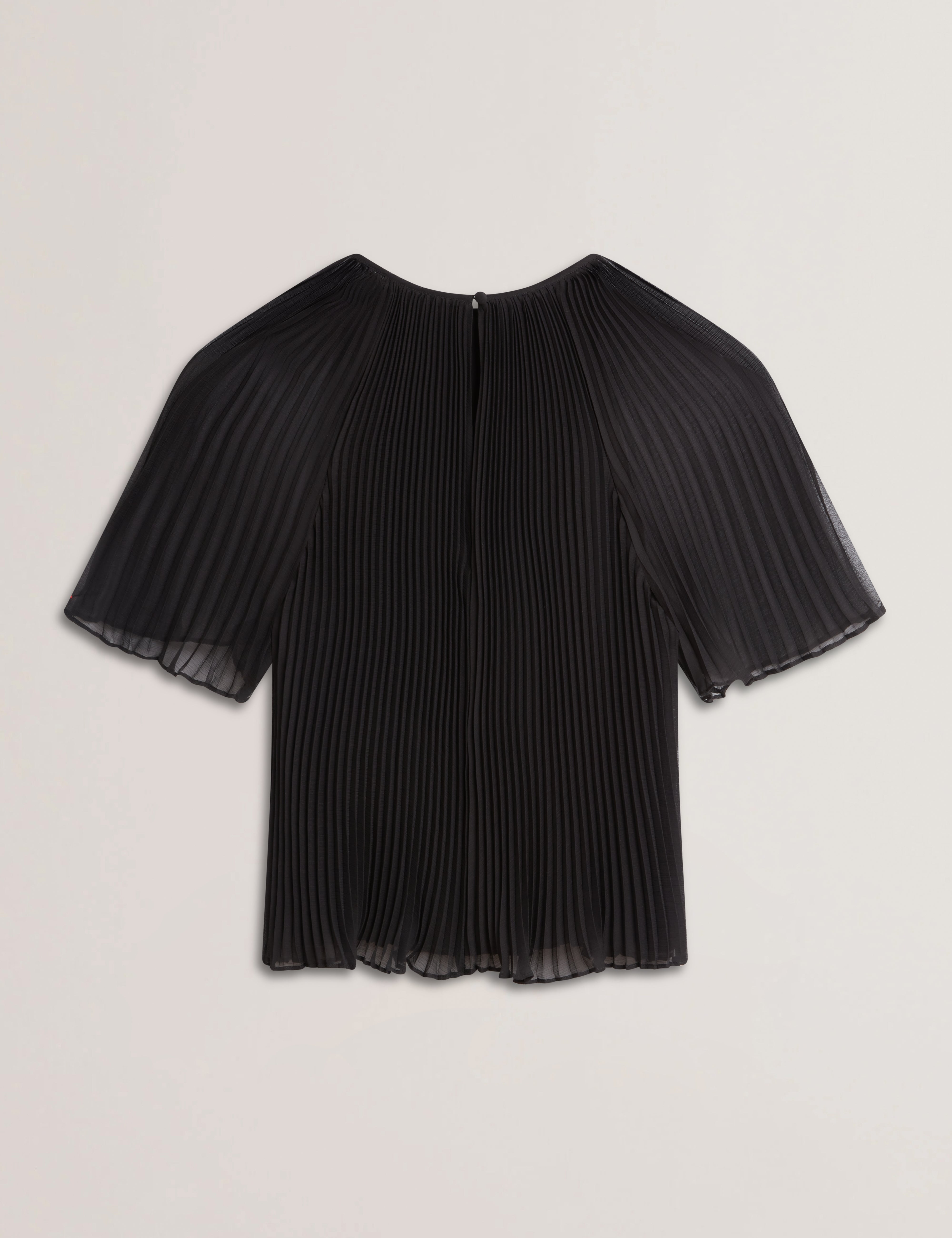 Agara Pleated Short Sleeve Blouse Black