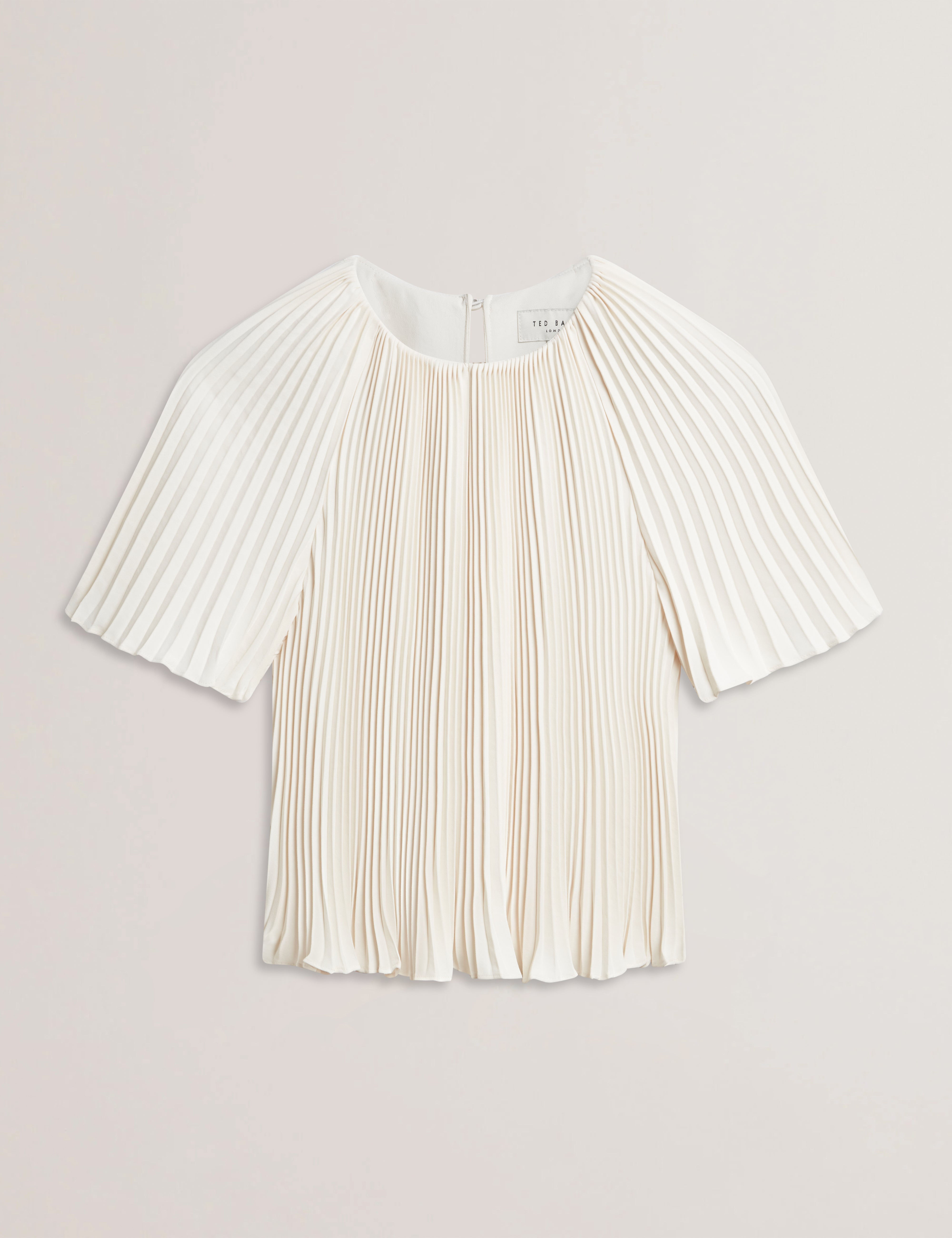 Agara Pleated Short Sleeve Blouse Ivory