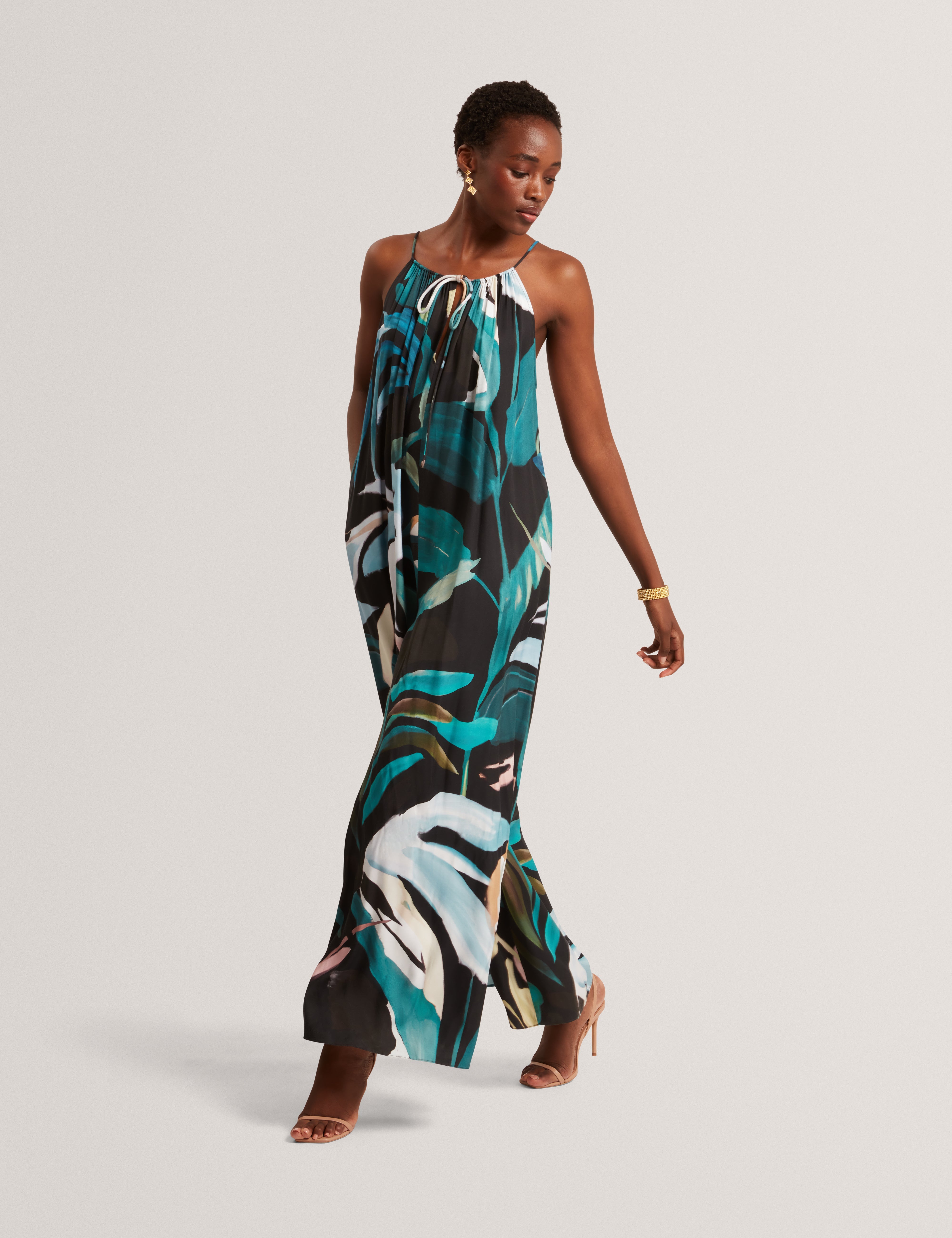 Eskaa Halter Neck Wide Leg Jumpsuit Black