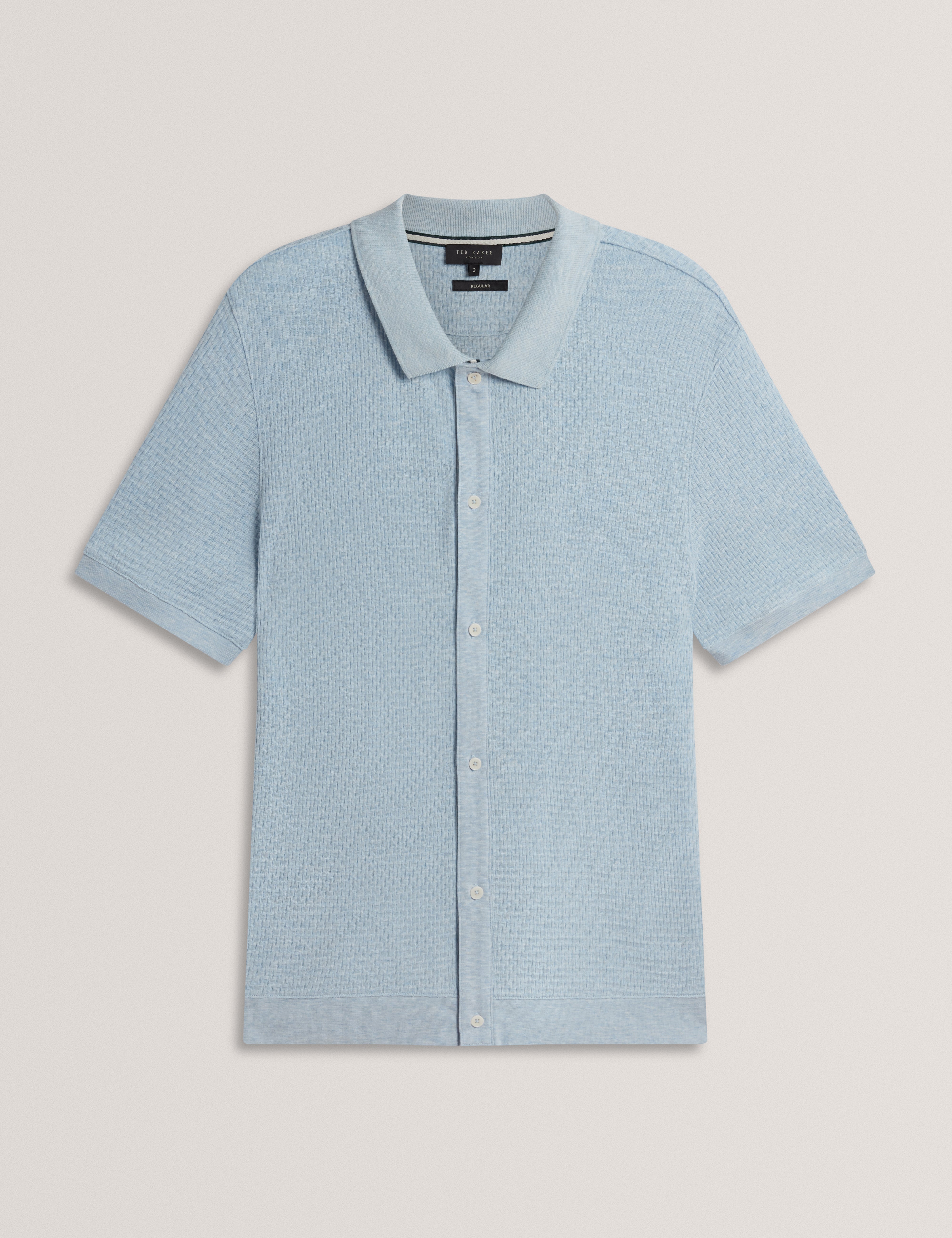 Connyr Short Sleeve Regular Button Through Polo Shirt Mid-Blue