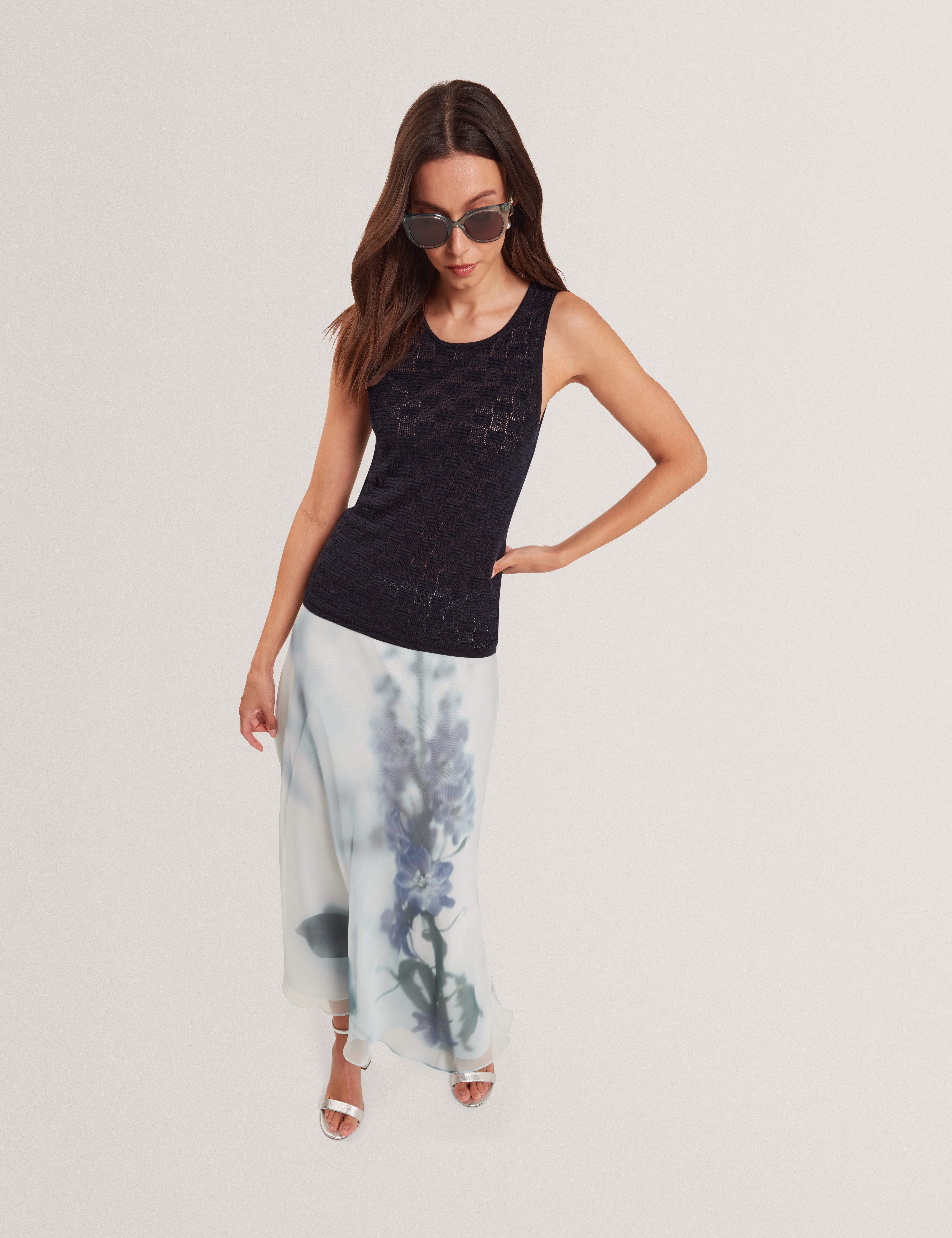 Lucania Chiffon Printed Maxi Skirt Lt-Green