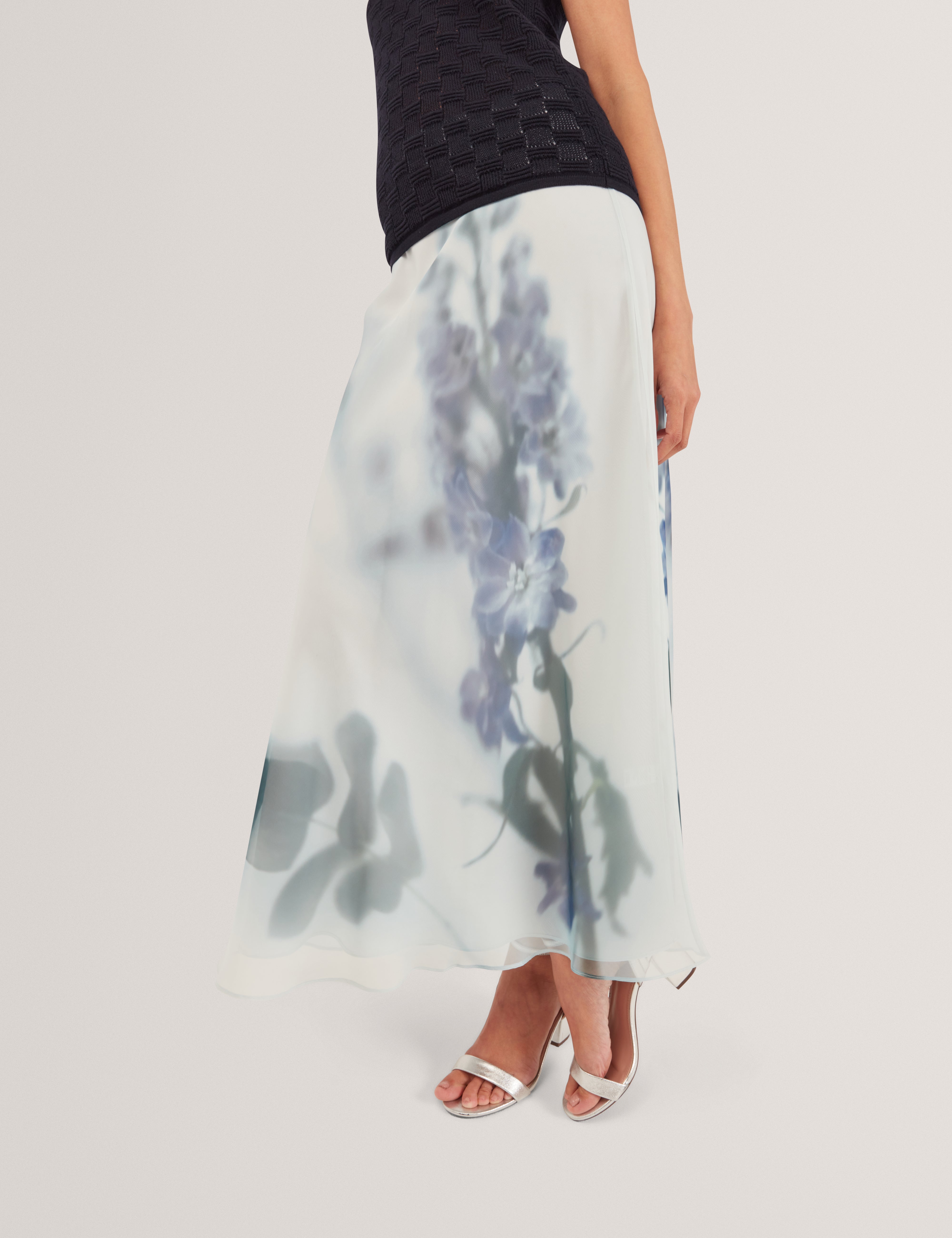 Lucania Chiffon Printed Maxi Skirt Lt-Green