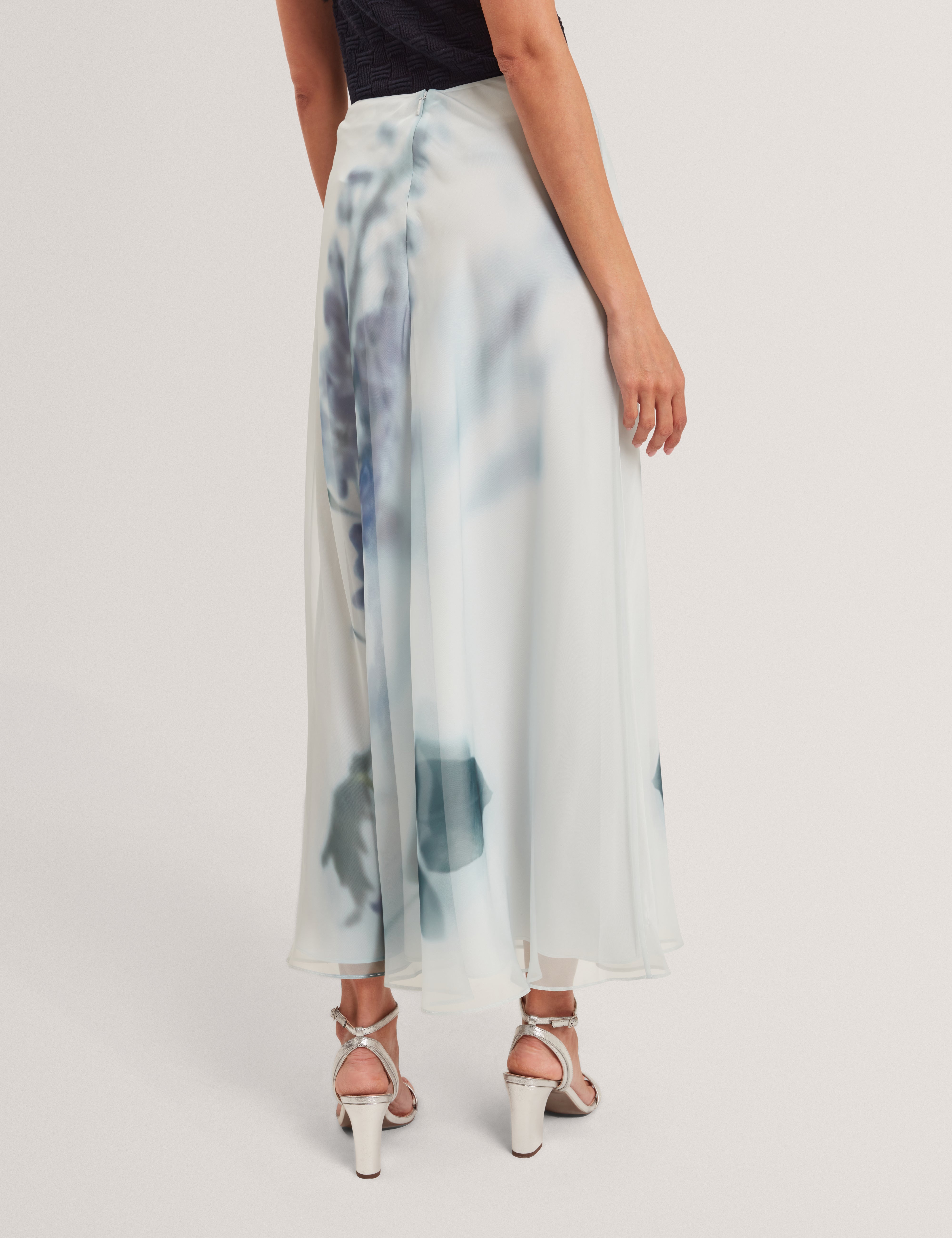 Lucania Chiffon Printed Maxi Skirt Lt-Green