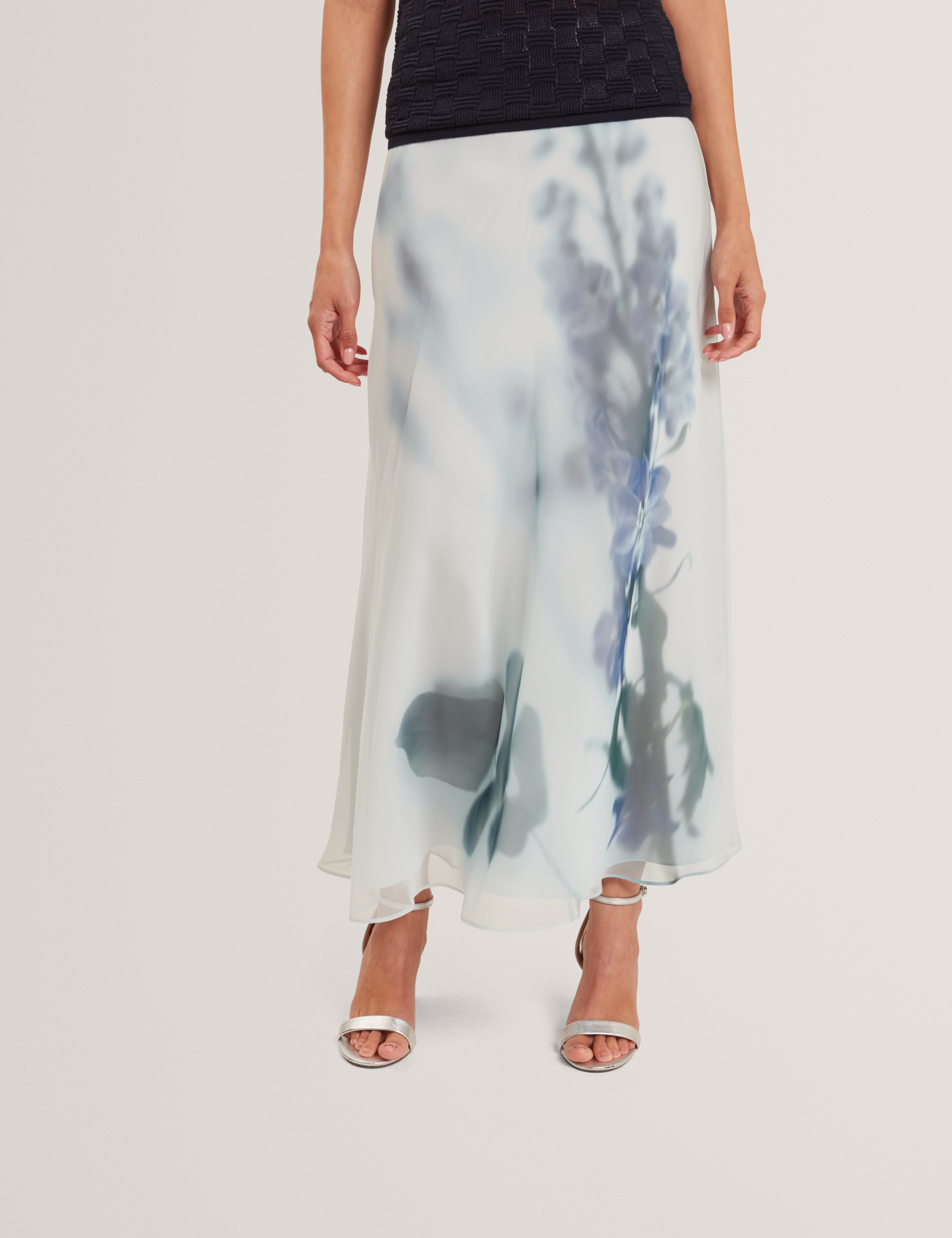 Lucania Chiffon Printed Maxi Skirt Lt-Green