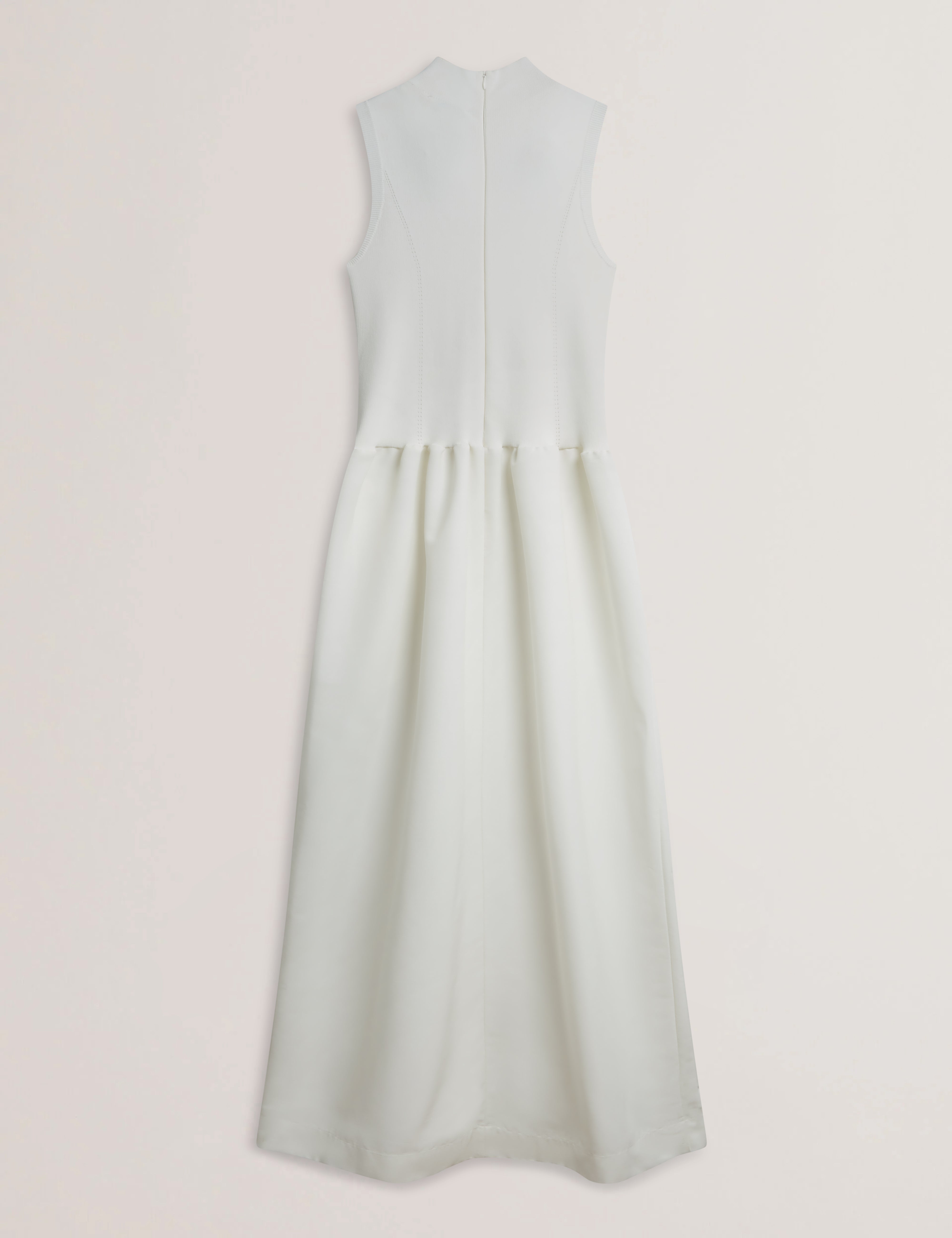 Caattie Sleeveless Midaxi Knitted Bodice Dress Ivory