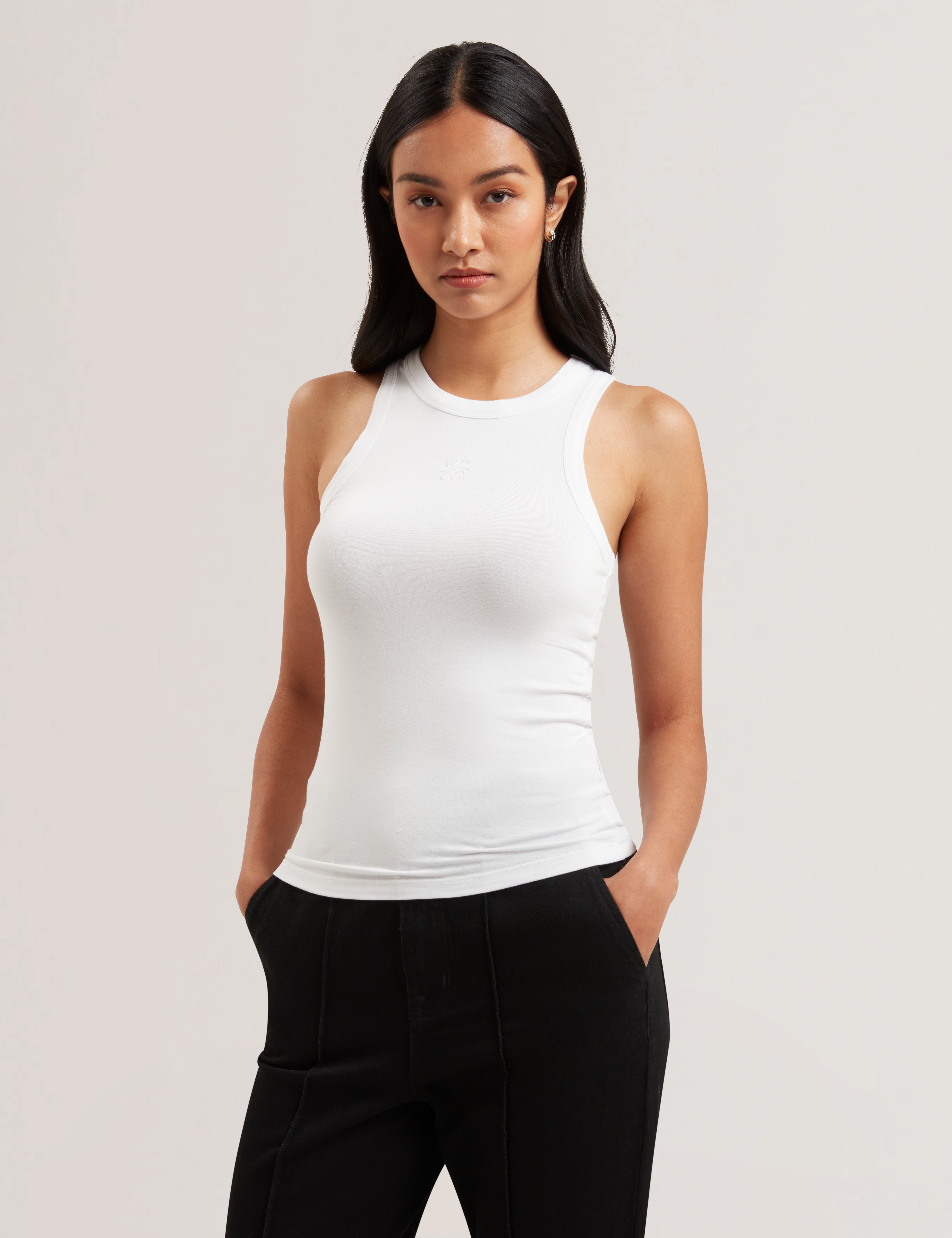 Casiy Jersey Tank Top With Branding Ivory