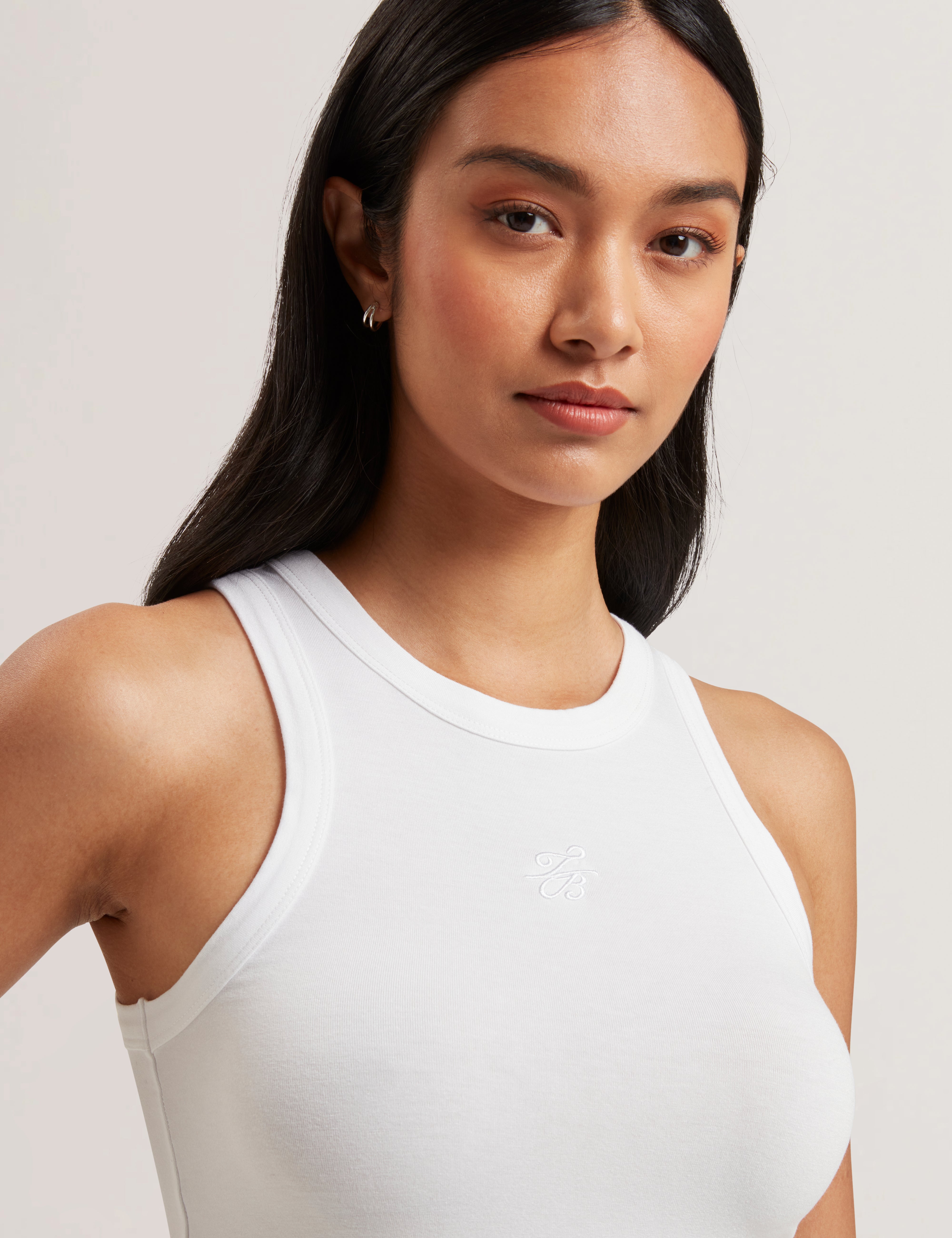 Casiy Jersey Tank Top With Branding Ivory