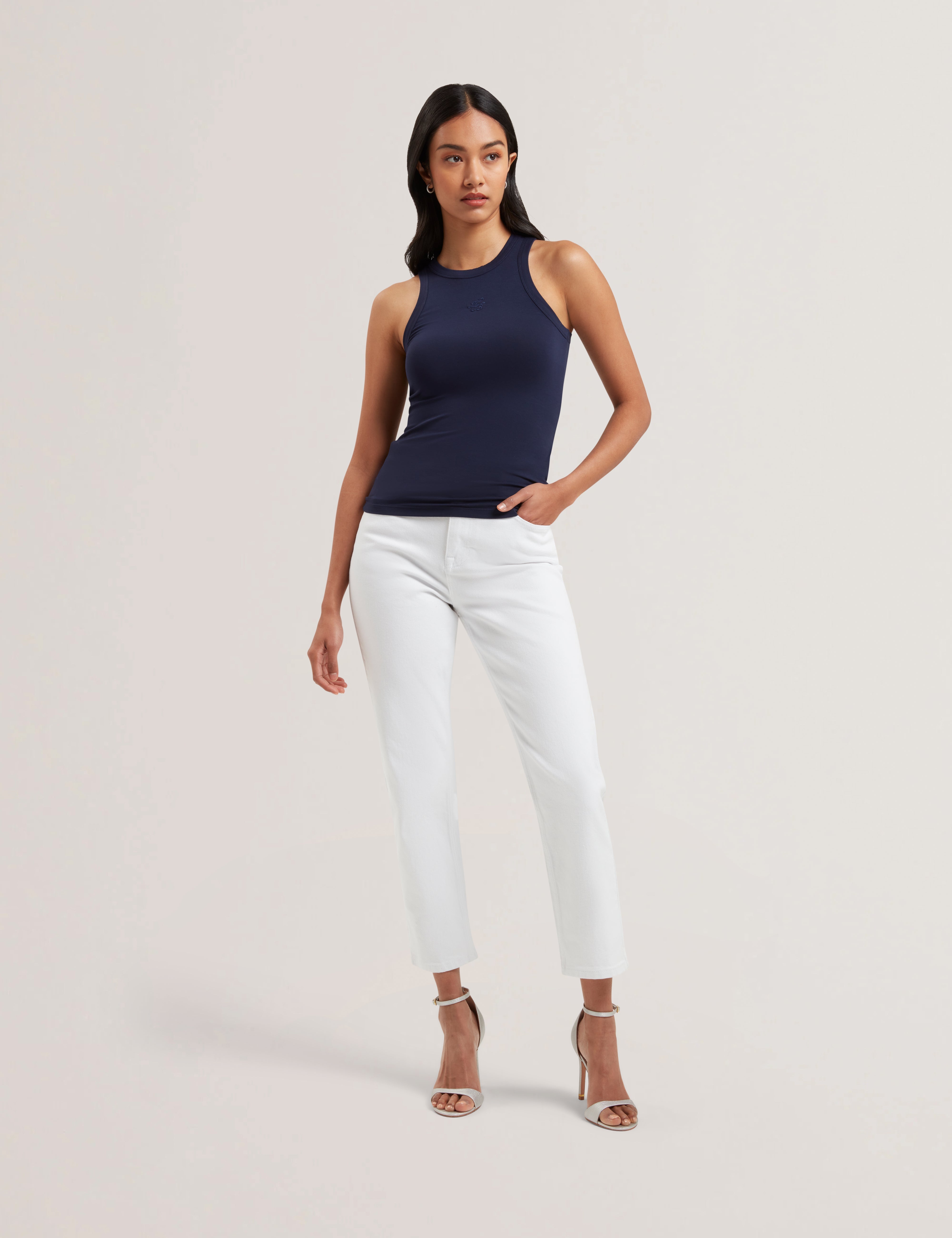 Casiy Jersey Tank Top With Branding Navy