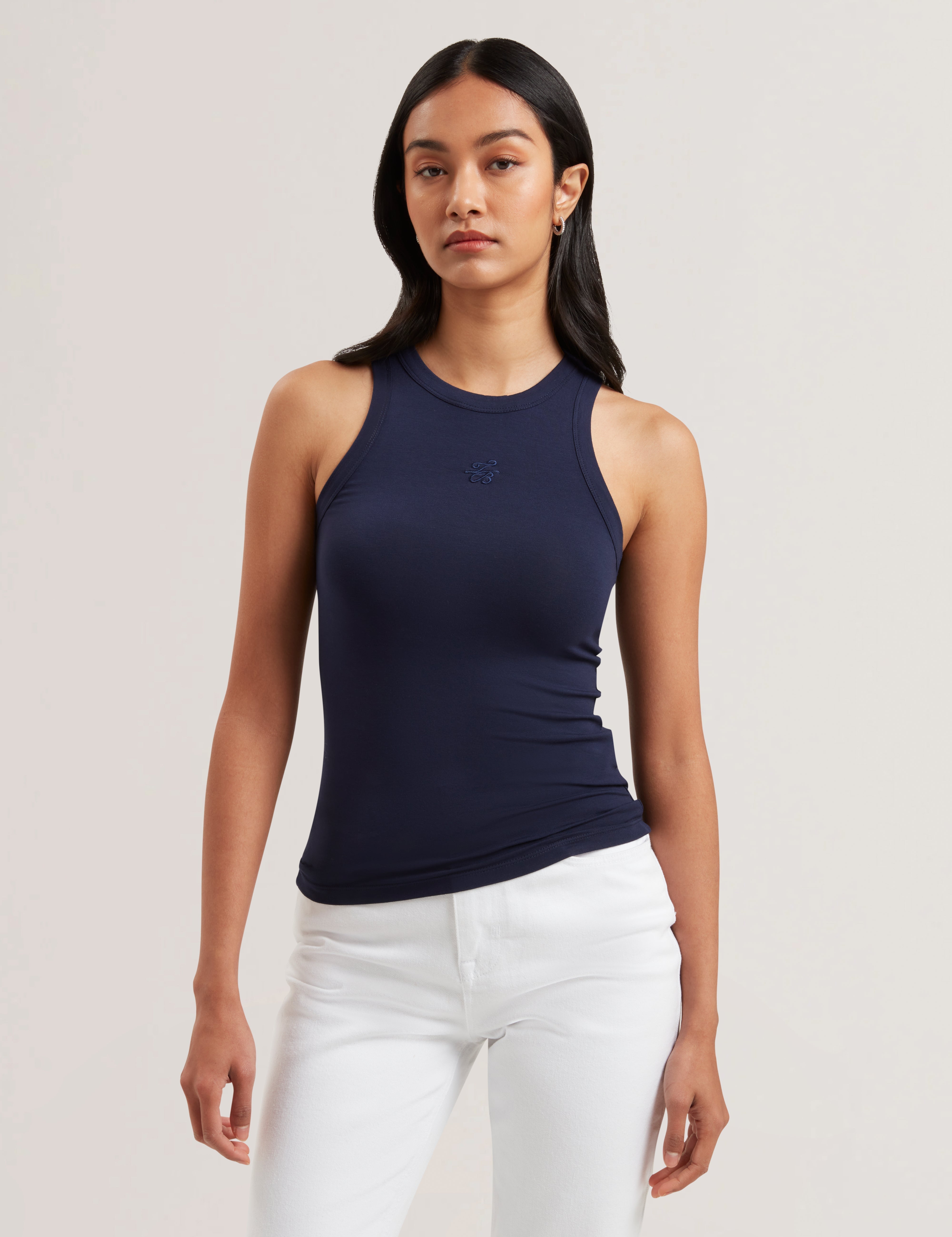 Casiy Jersey Tank Top With Branding Navy