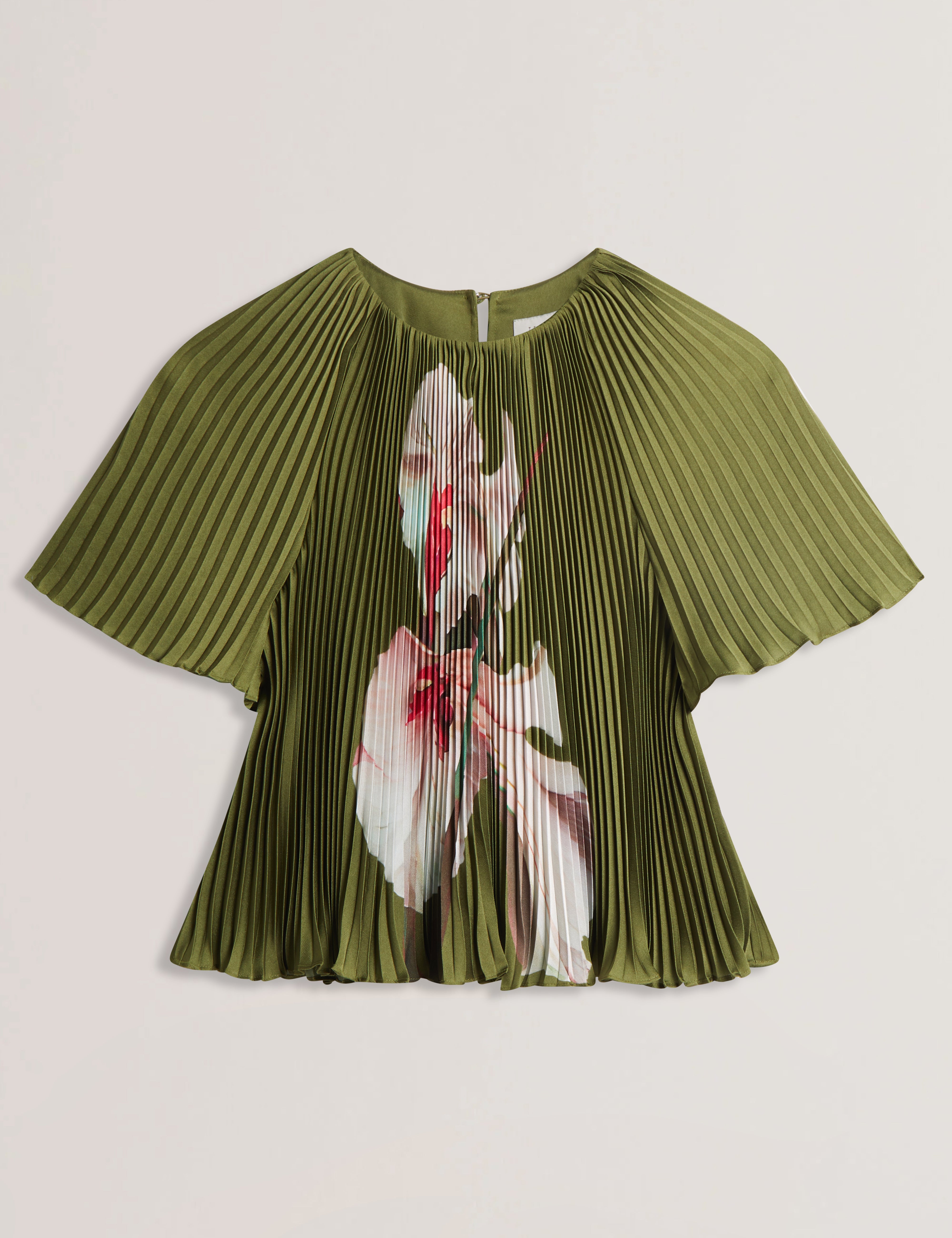 Lionaa Pleated Short Sleeve Blouse Green