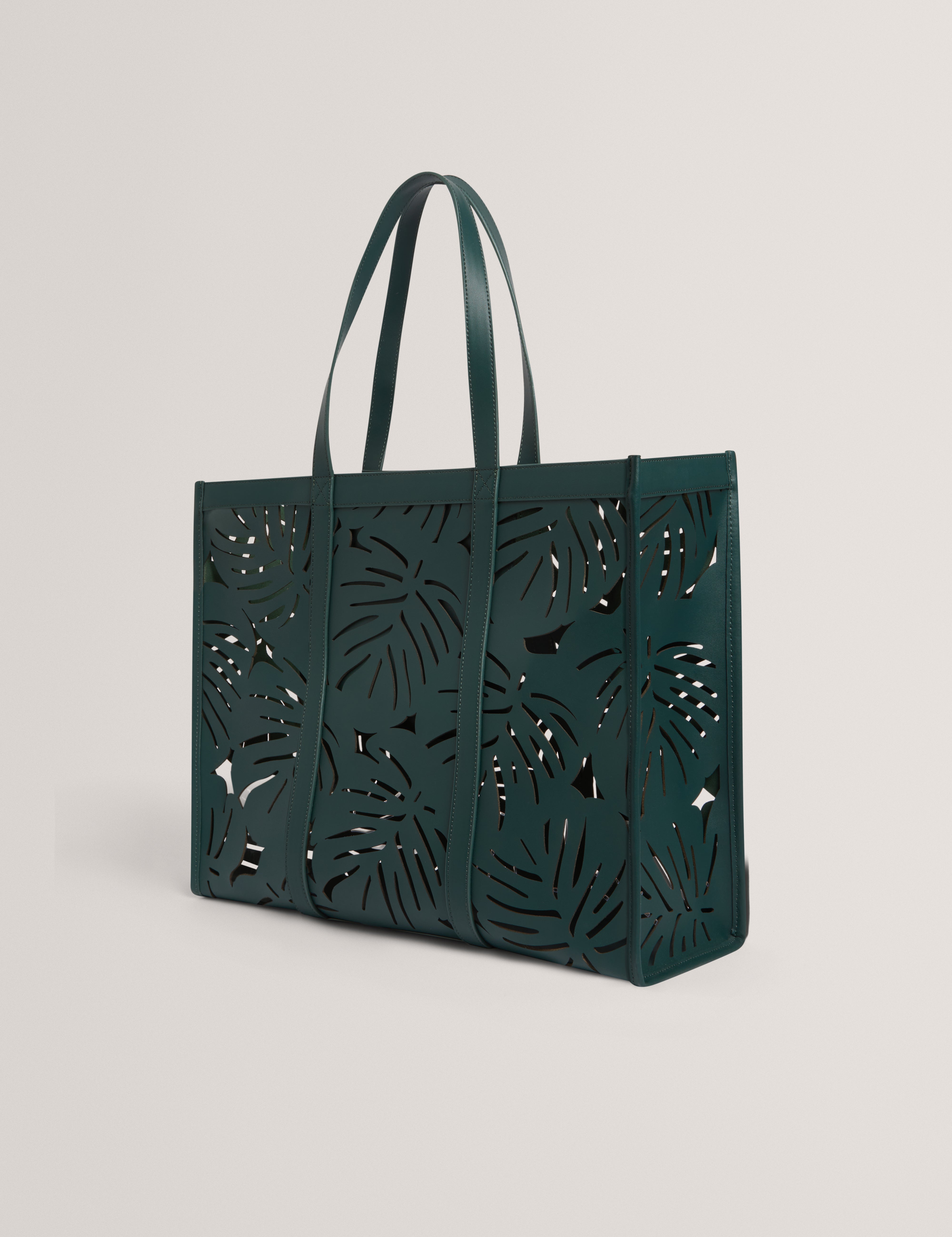 Leiian Leaf Detail Laser Cut Extra Large Tote Green